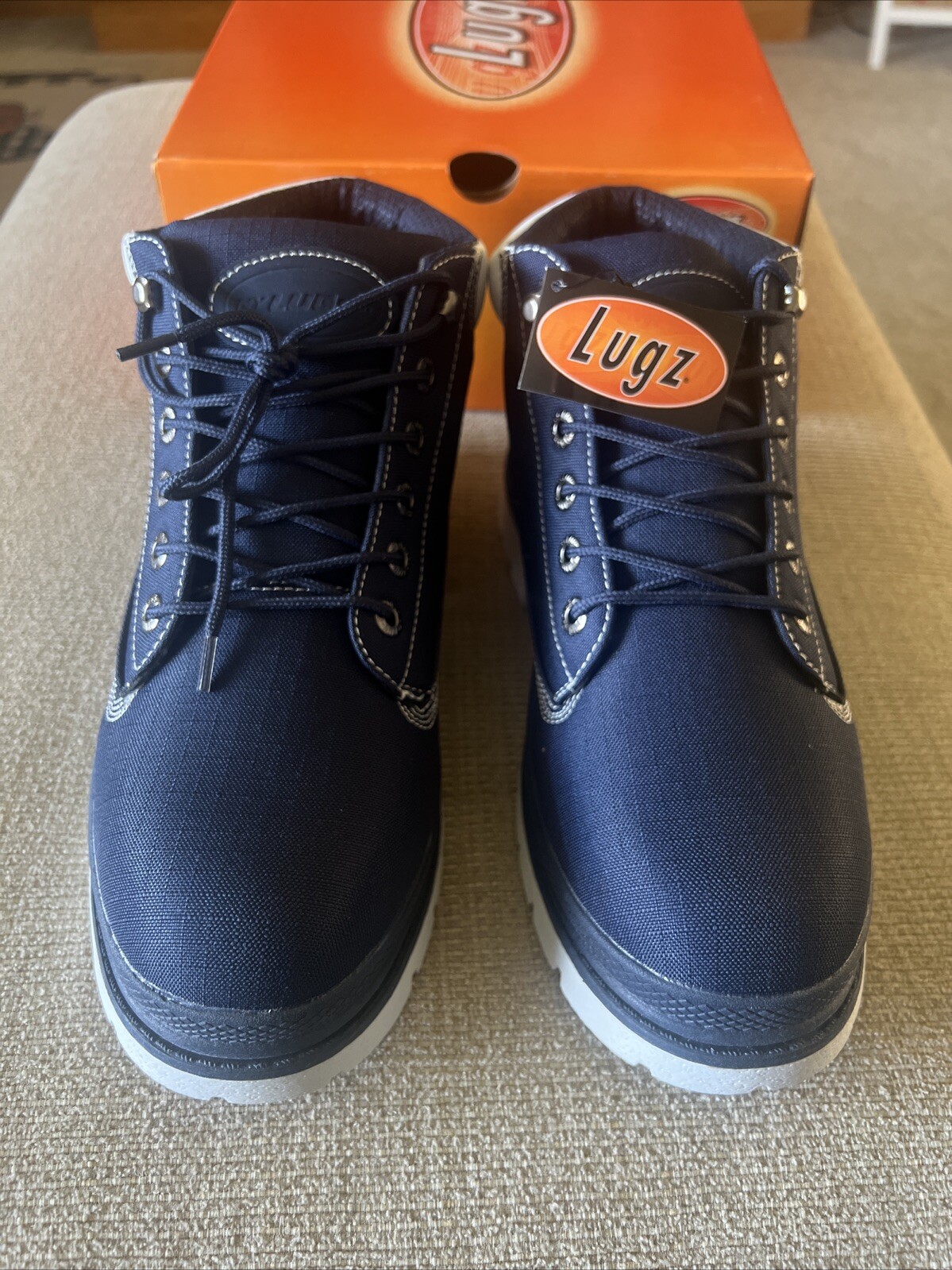 Lugz Men\'s Drifter Ripstop Classic Chukka Boot NAVY/WHITE SIZE 10.5