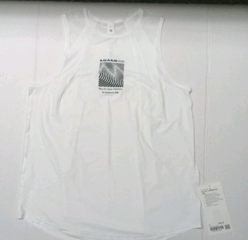 Lululemon Tank Top Womens Size 6 White Sculpt Miami 10K Running Athletic