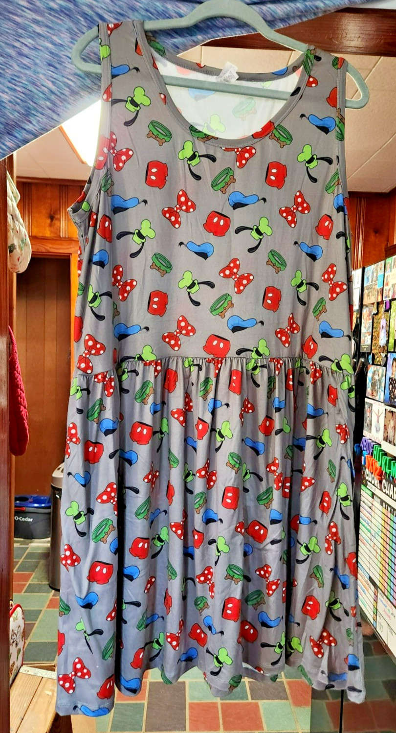 Disney Inspired Fit Flare Dress XL Character Icon Print Disneybound Theme Park