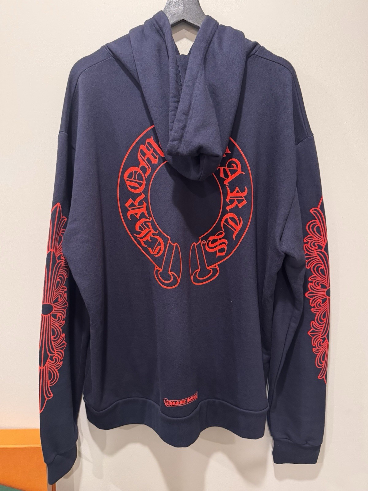 Chrome Hearts Navy / Red Floral Horseshoe Hoodie - Size L