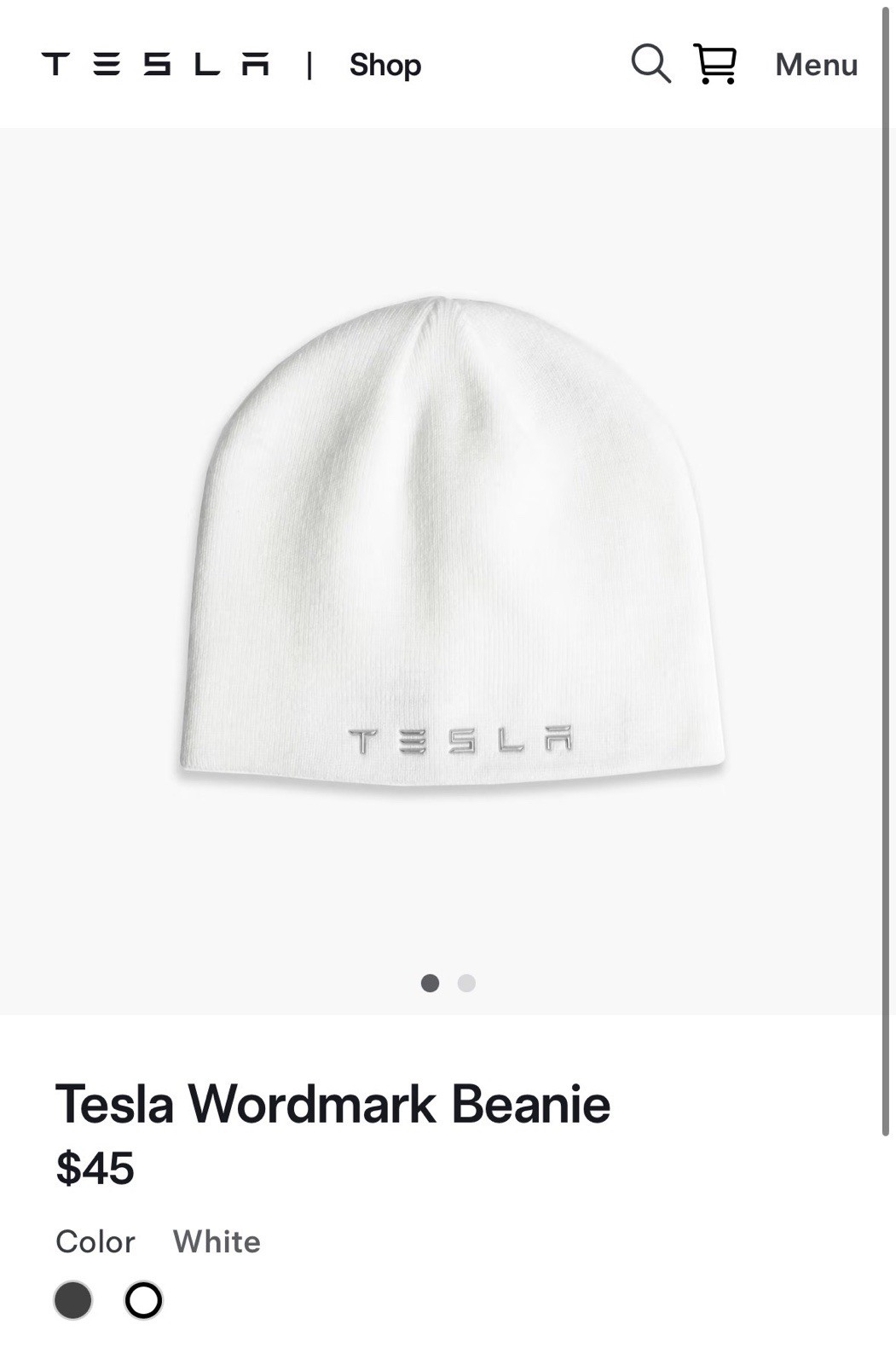 Tesla WordMark Beanie White new genuine oem