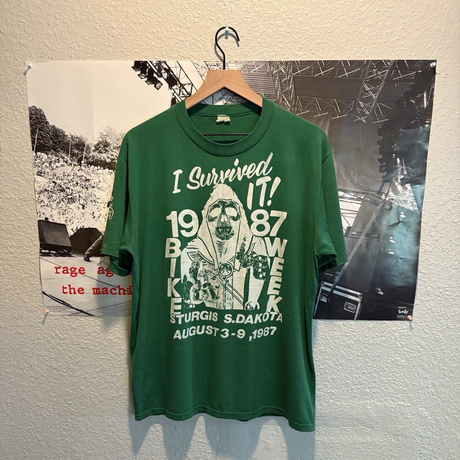 Vintage 1987 Sturgis “I Survived It” Grim Reaper Pro-Legalization Tee (21 x 29)