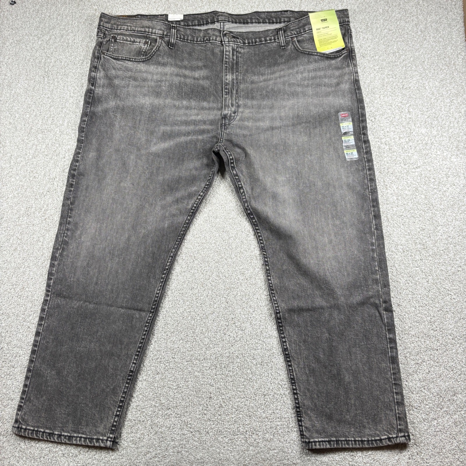 NEW Levi\'s 502 Taper Jeans Men 52x32 Gray Flex Performance Stretch Big & Tall