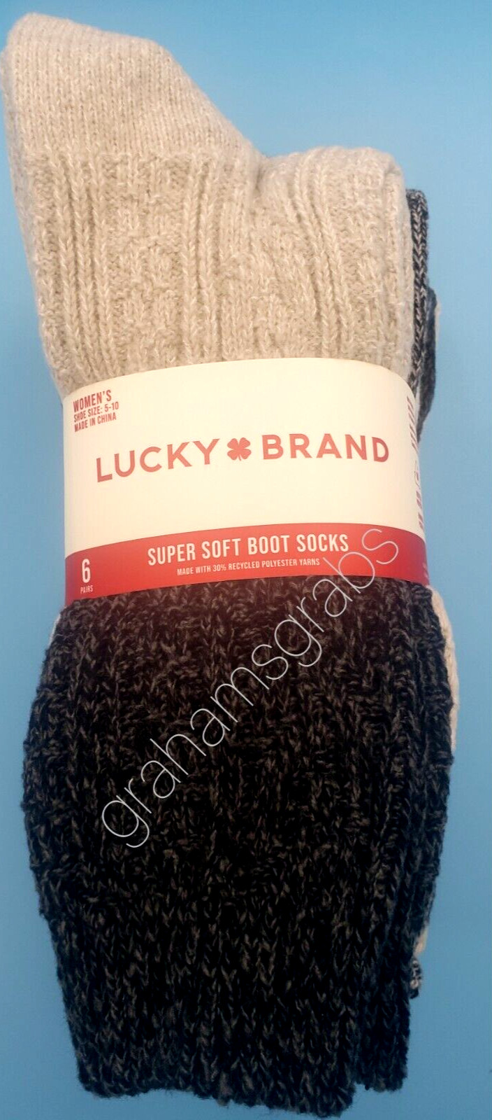 SUPER SOFT WOMENS BOOT CREW SOCKS LUCKY BRAND COZY 6-PACK YOUR CHOICE SZ 5-10