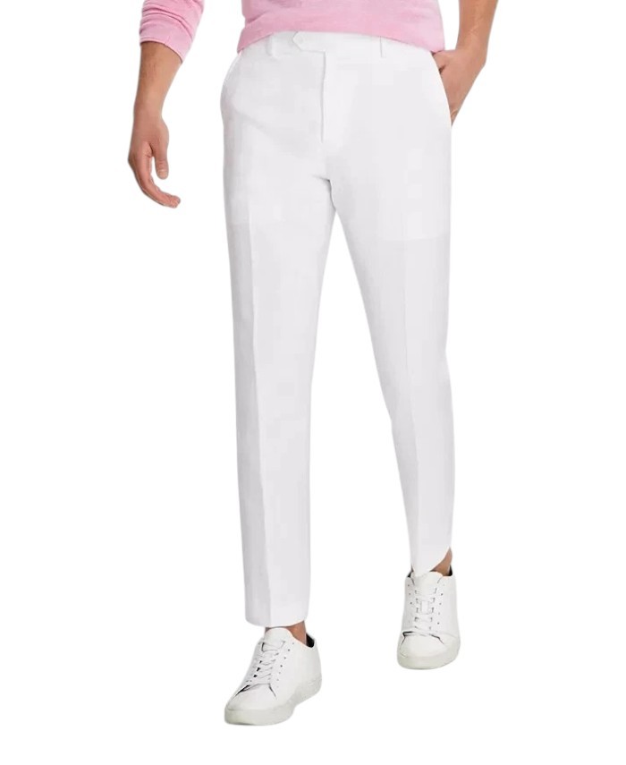 Tommy Hilfiger Mens Modern fit Linen Dress Pants 40 / 30 White Solid