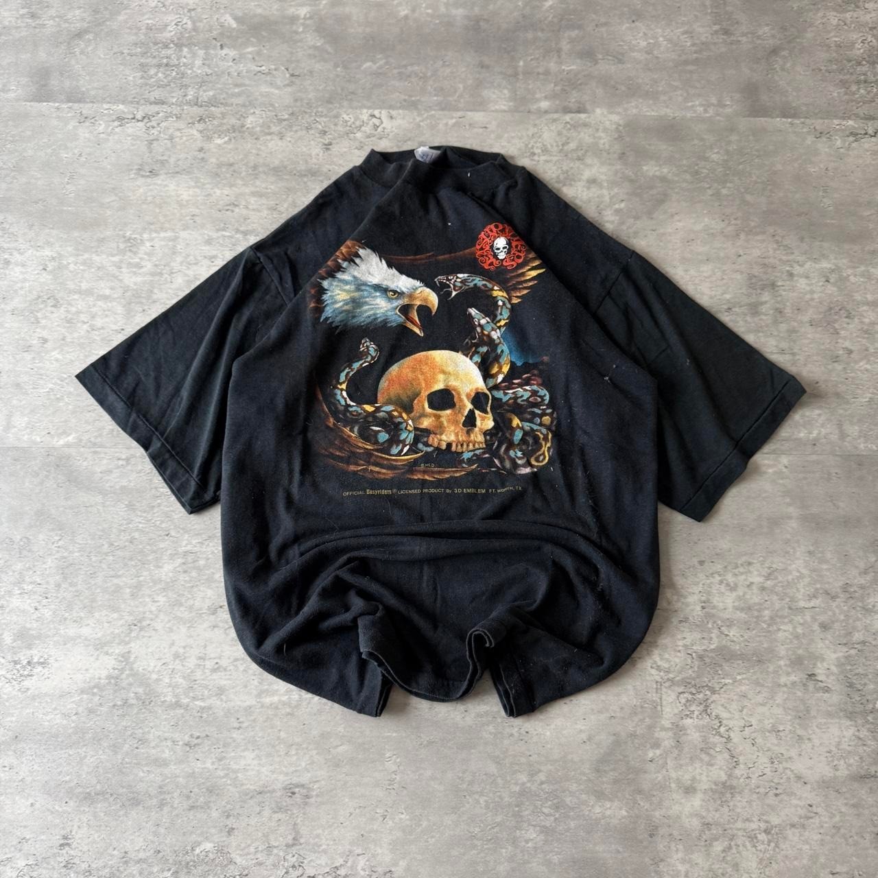 Y2k vintage 2000s skater grunge Harley Davidson easy riders 3D emblem t shirt