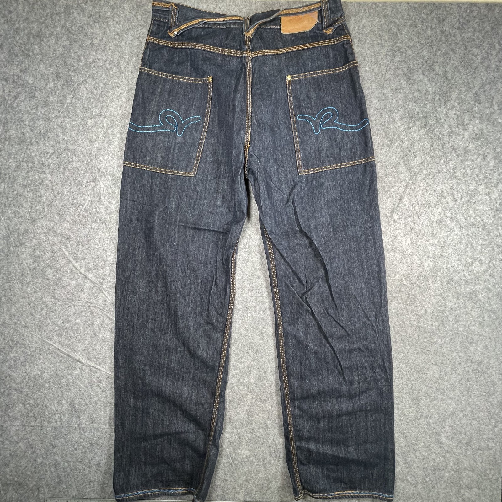 Rocawear Jeans Y2K Baggy Men’s 34x30 Embroidered Dark Blue Wash Hip Hop