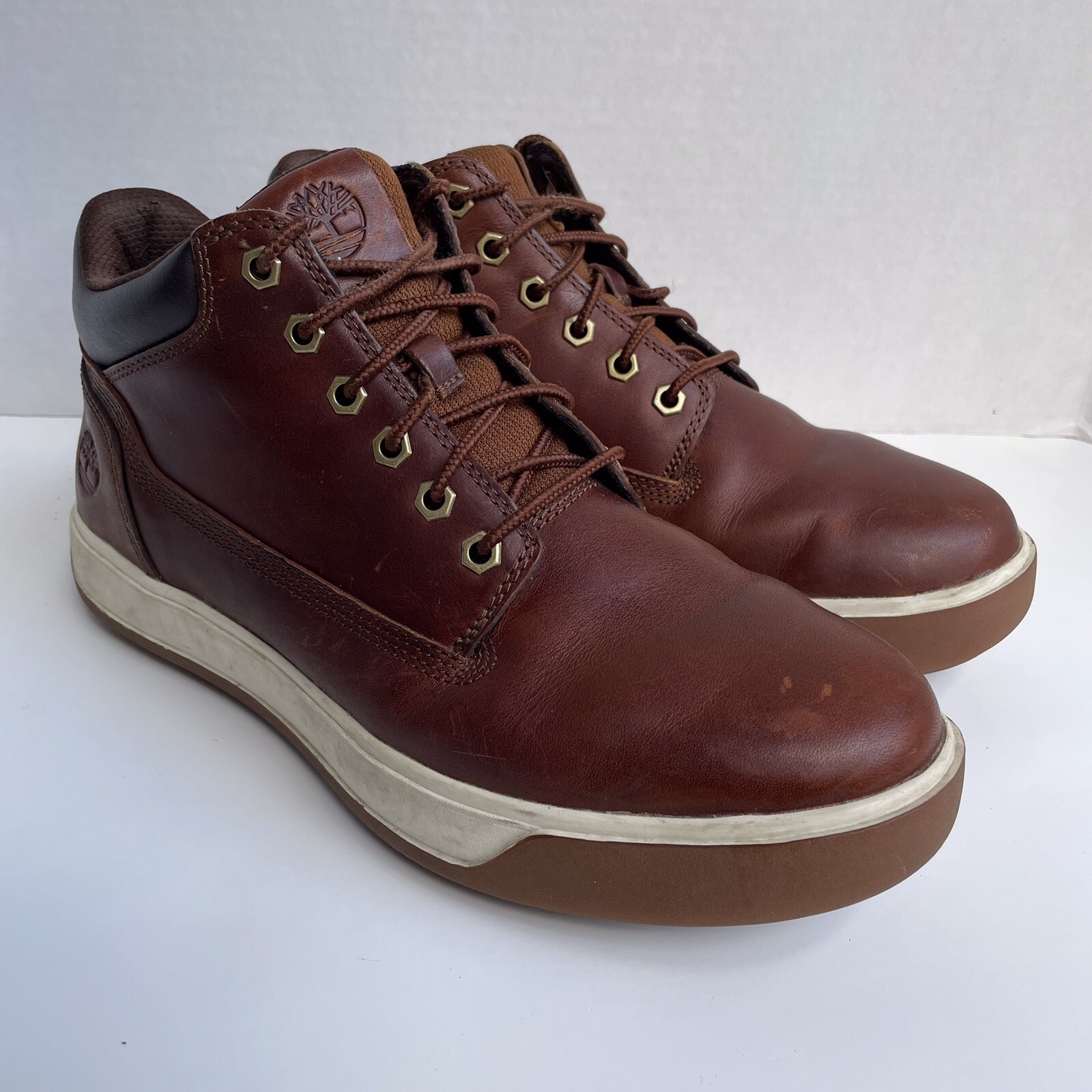 Timberland Leather Tenmile Chukka Ankle Boots Mens 8.5 Maple Brown A17P3