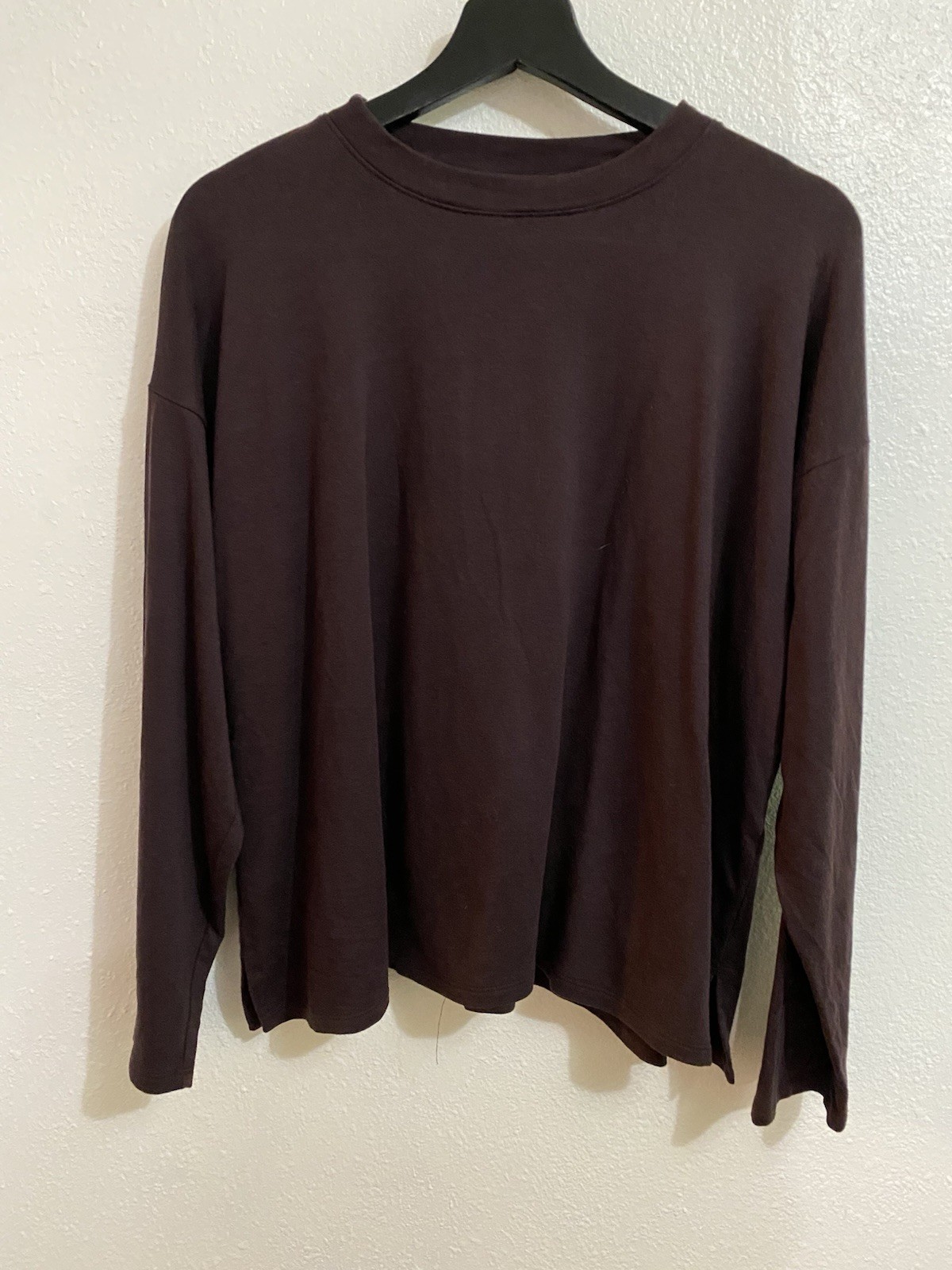 Eileen Fisher Pullover Long Sleeve Org Cotton Crew Neck Purple Sweatshirt L J55