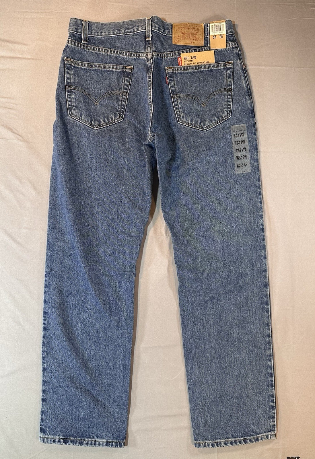 Vintage Levi\'s 505 Jeans Red Tab 2000 34x30 Regular Fit Straight Leg Dead Stock