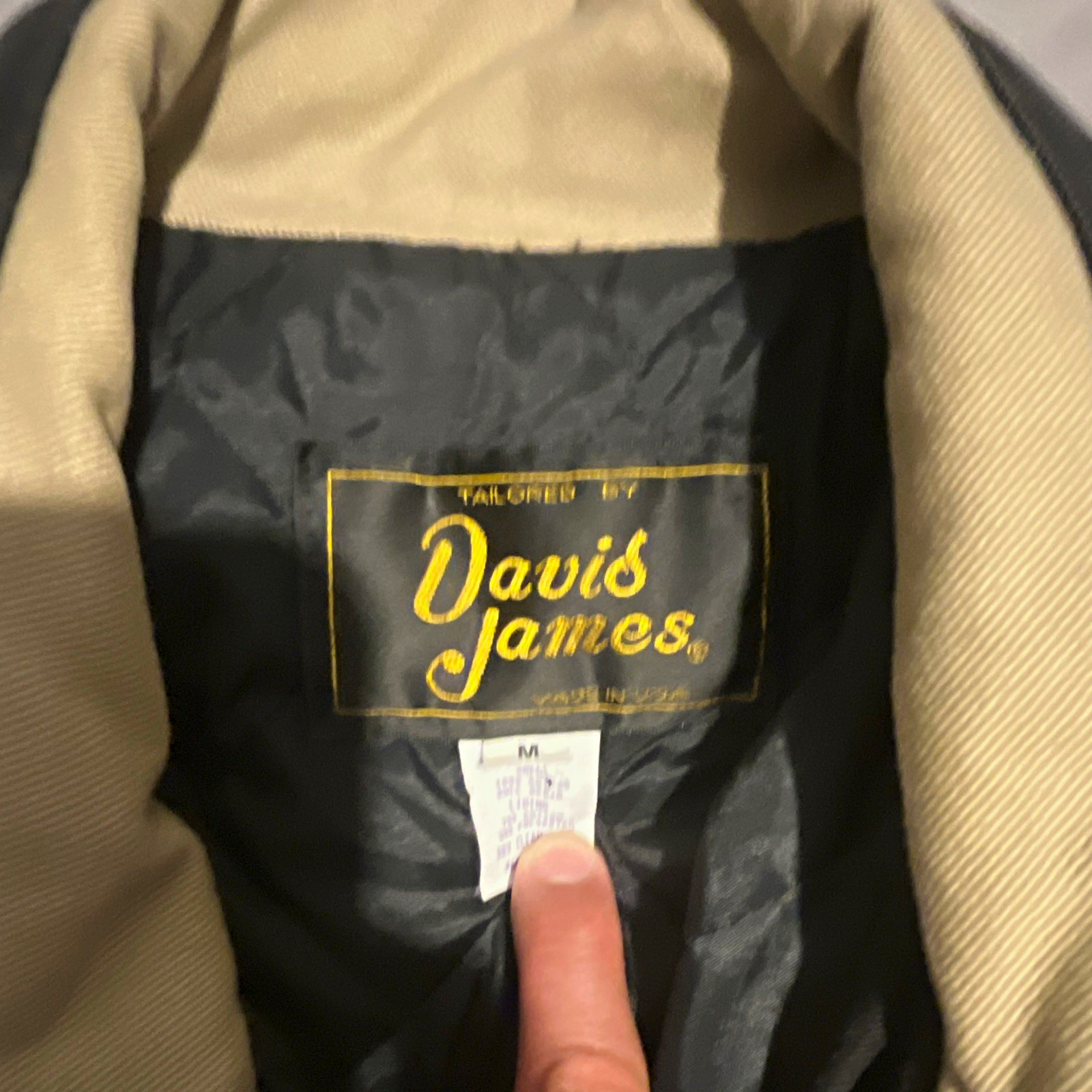 David James Men\'s M Black/Beige Striped Bomber Jacket Canvas Nylon Full Zip