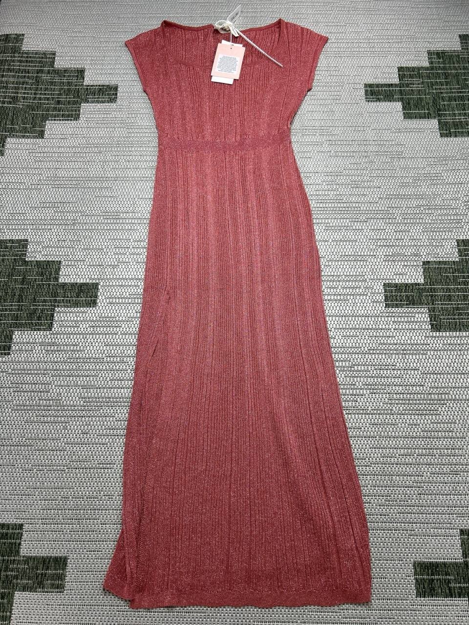Saloni Dress Womens Medium Pink Knit Blouson Midi New