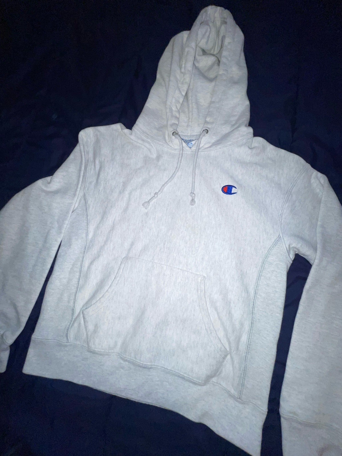 Vintage Champion Reverse Weave Light Gray Unisex Pullover Hoodie Size Small