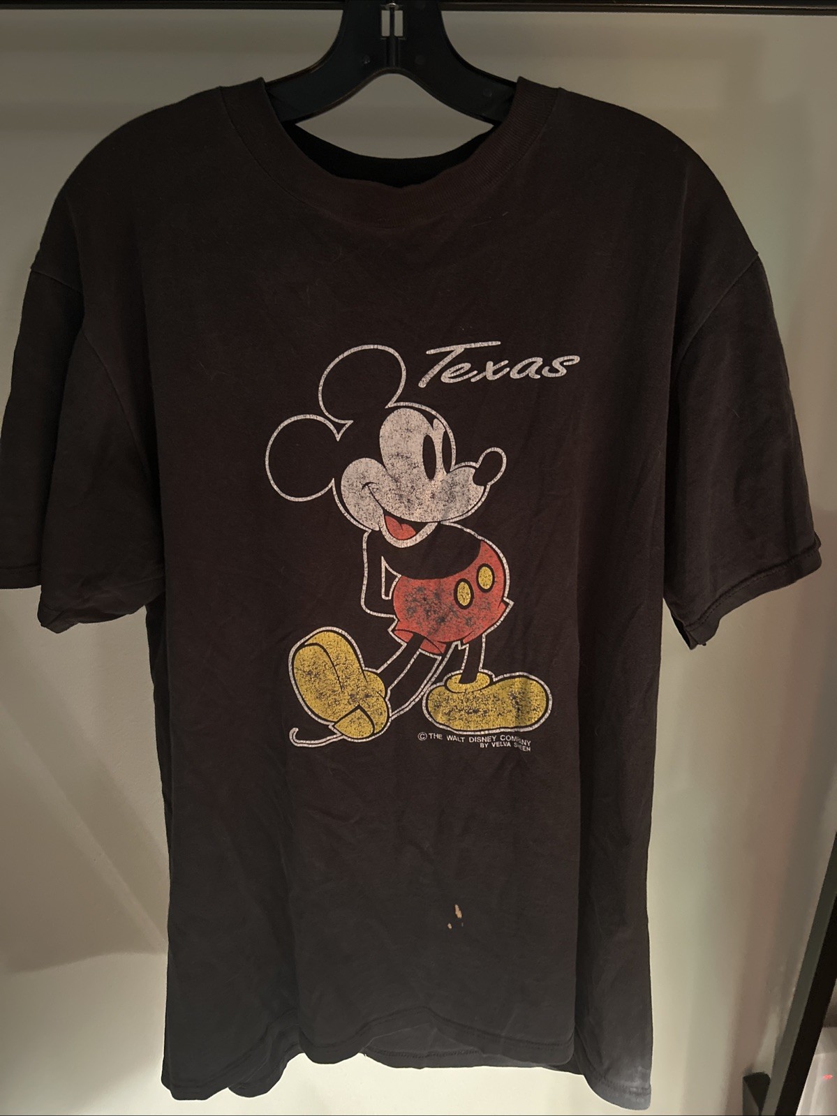 Vintage Mickey Mouse Velva Sheen Large T-Shirt Texas Made In USA