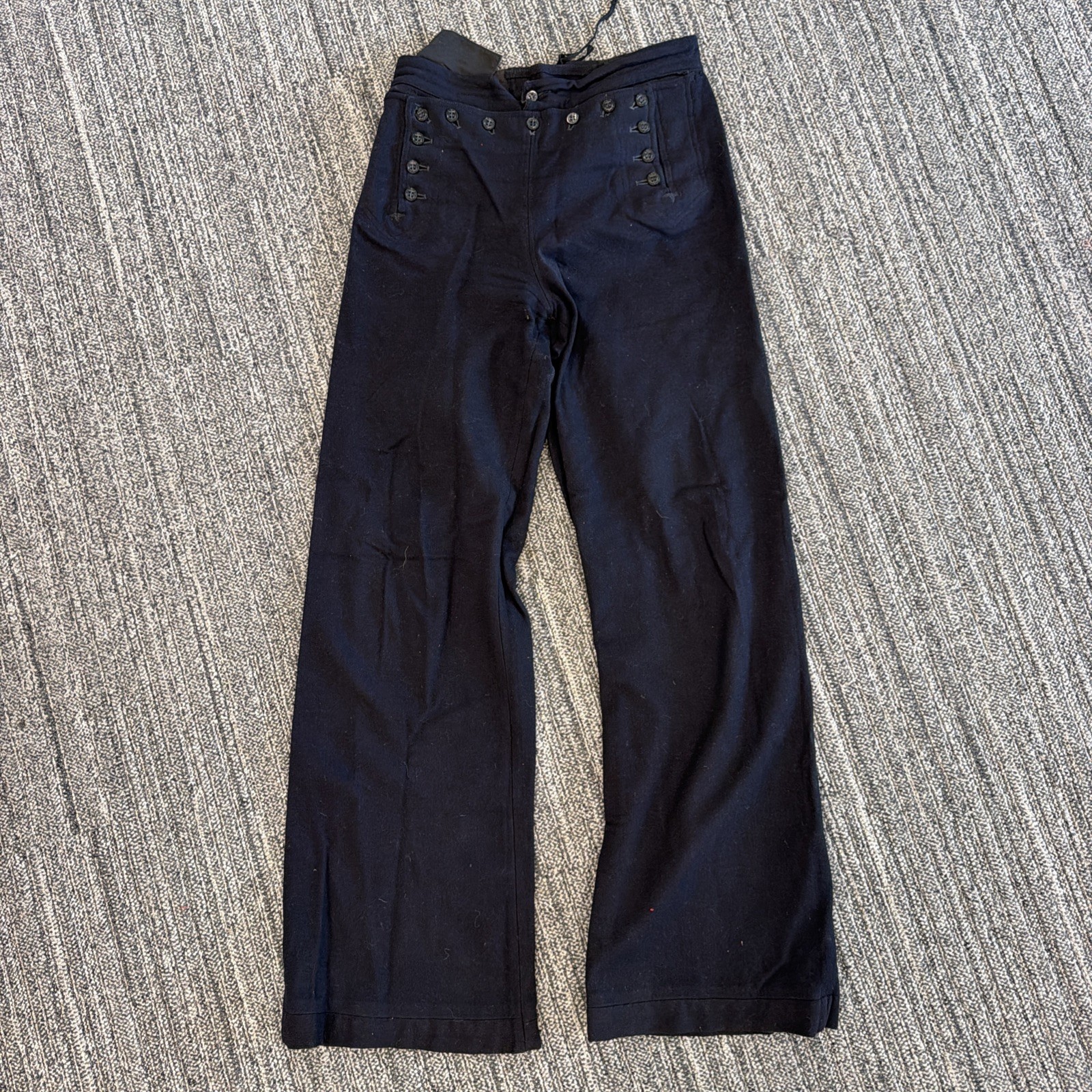 VTG US NAVY Sailor Pants 13 Button Wool Wide Leg Crackerjack WWII 1940 40s