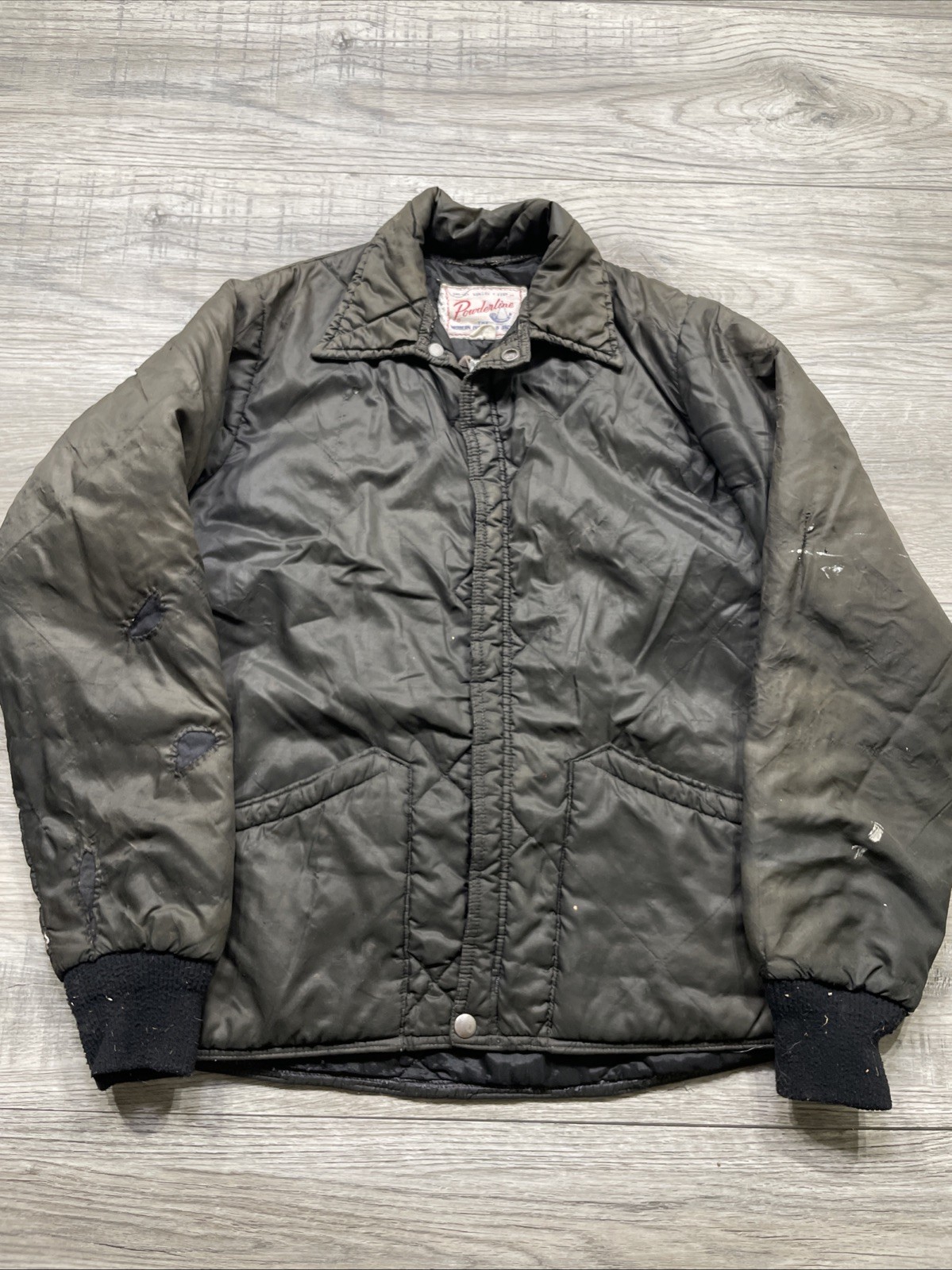 True Vintage 1960s Grey Insulated Jacket Repaired Quilted Rare Powderline