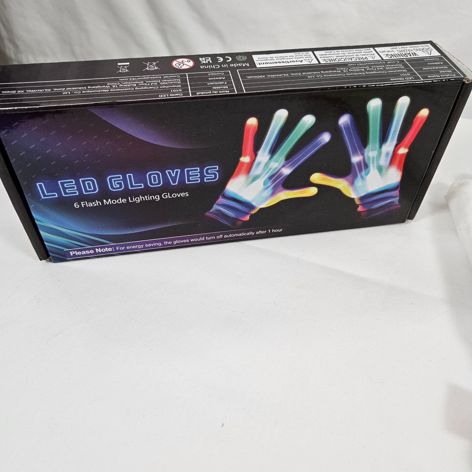 LED Light Up Gloves 6 Flash Modes Multicolor Size Medium Party Rave Dance