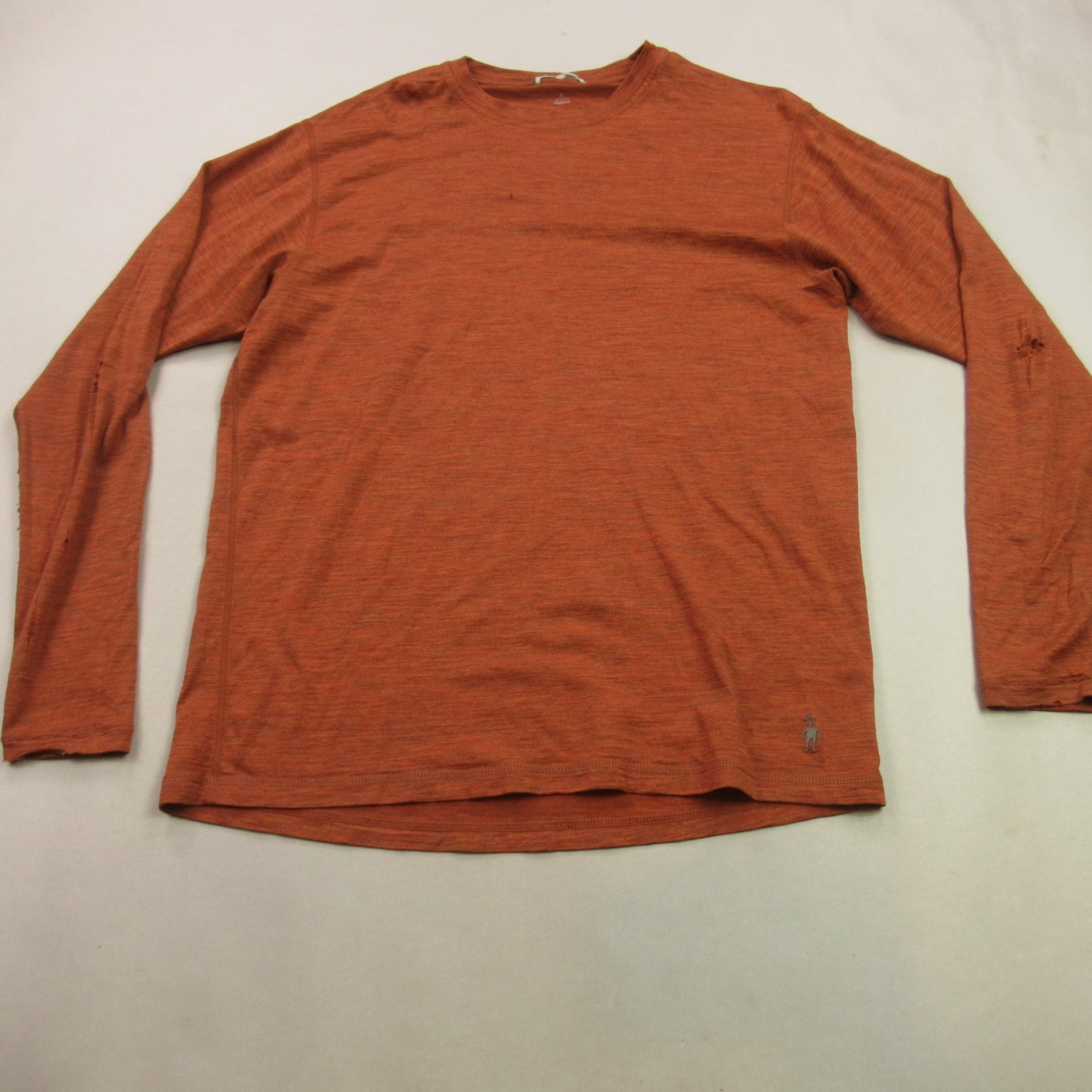 Smartwool Men\'s Merino Wool Long Sleeve Activewear Top Orange Heather Size S