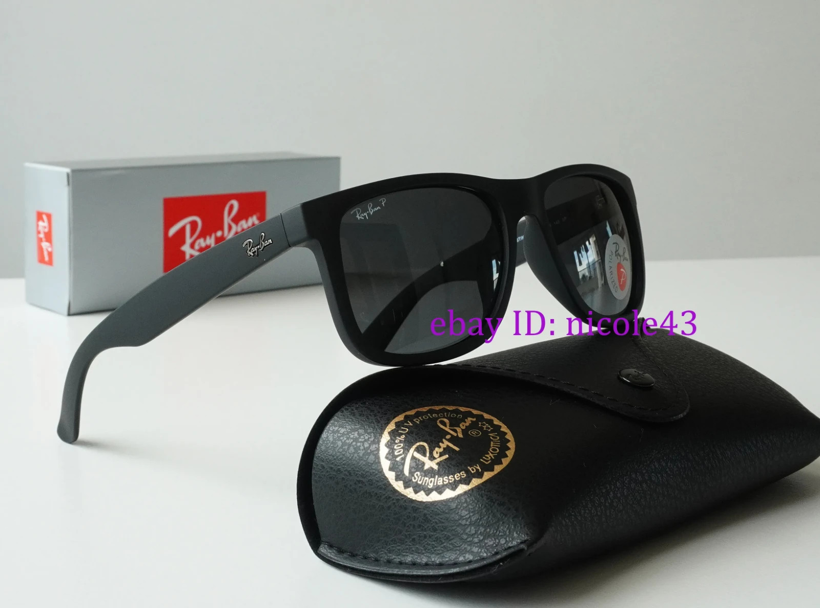 Ray-Ban RB4165 Justin 622/2V Polarized Sunglasses Matte Black/Grey 100% UV 54mm