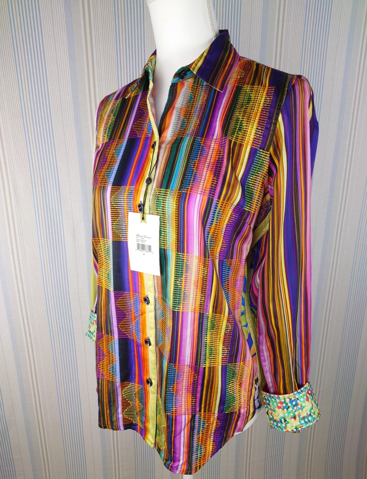 NWT Robert Graham Women\'s Small \'Priya\' Multicolor Long Sleeve Button Up Shirt