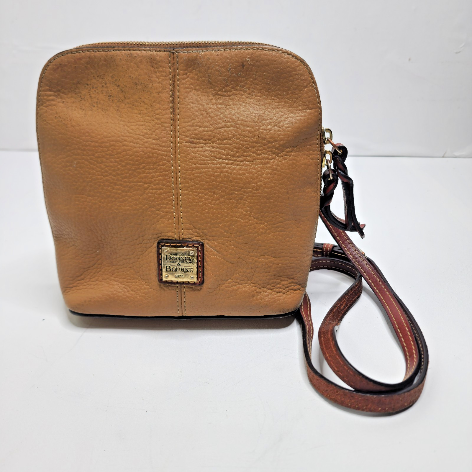 Dooney & Bourke Pebble Grain Small Domed Crossbody Bag Tan Leather U88274