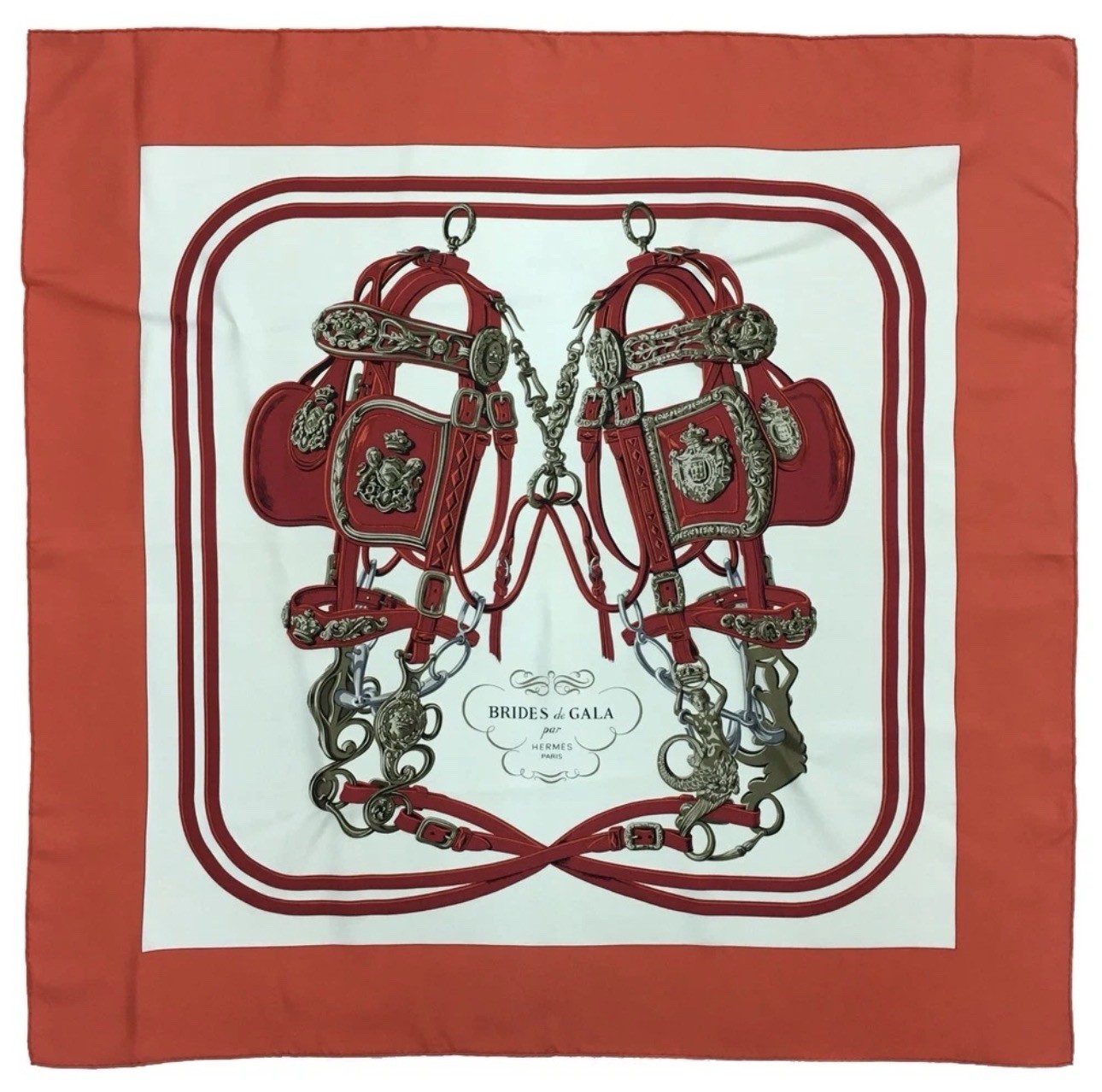 HERMES Scarf EGA BRIDES de GALA Carre 90 Silk 100%  Multicolor/HE7102. Authentic
