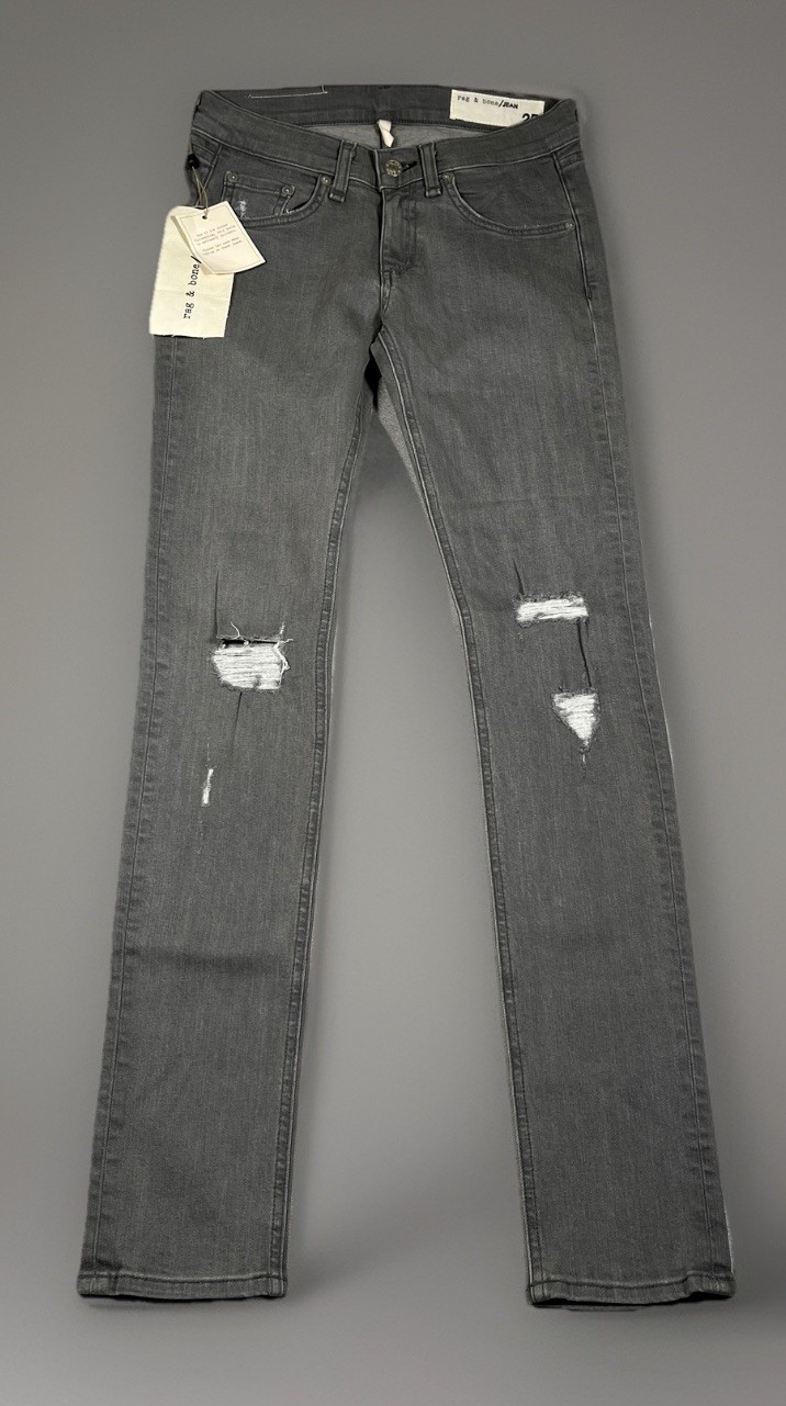 NWT-Rag & Bone Women Jeans Size 25 Iron w/Holes Skinny Distressed Denim USA Made