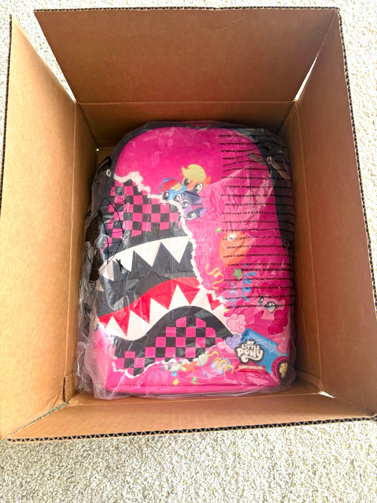 Sprayground My Little Pony Pink/Black Checkered Large Backpack Zip Closure