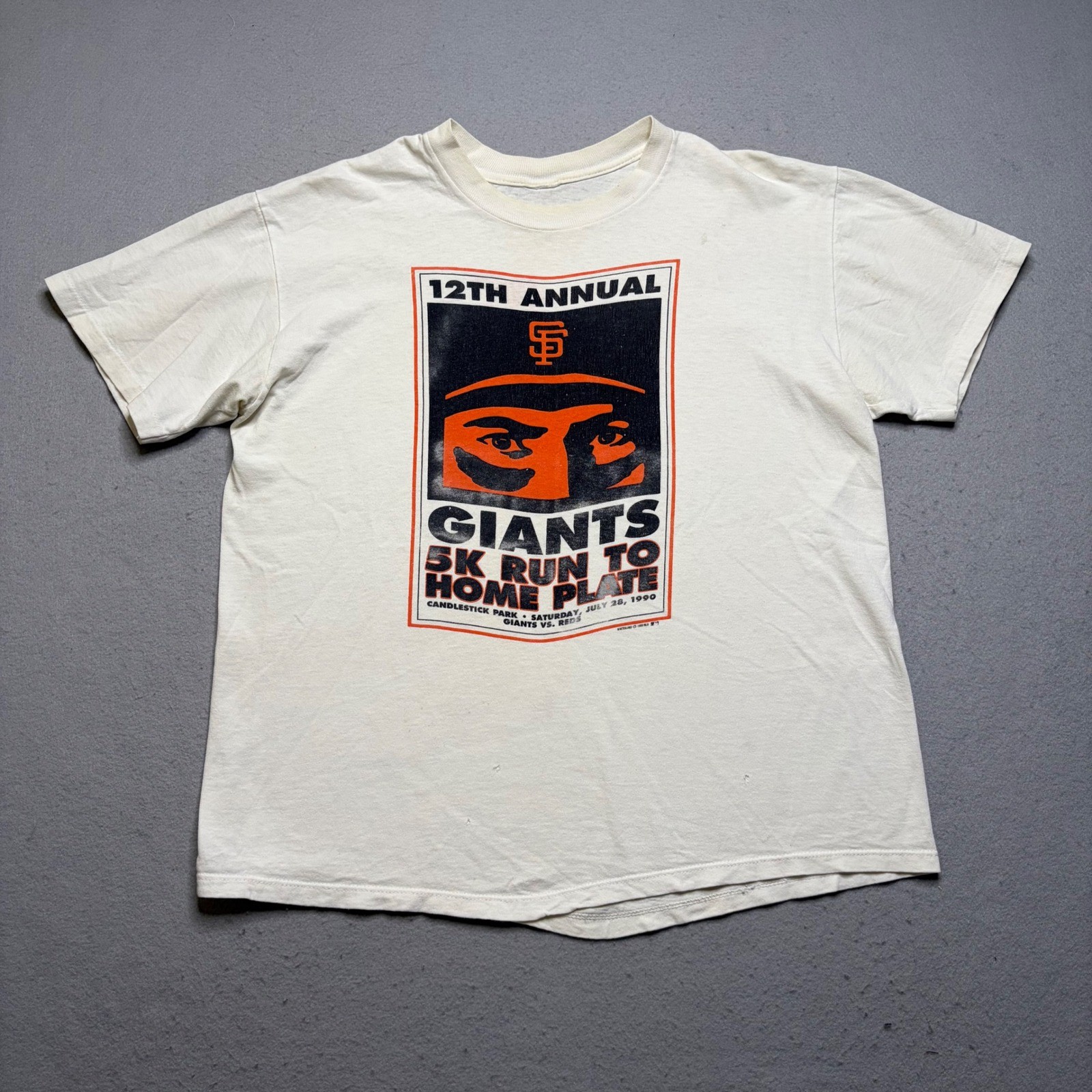 Vintage Winterland T Shirt Mens Large White 1990 SF Giants 5K Run Gatorade 90s