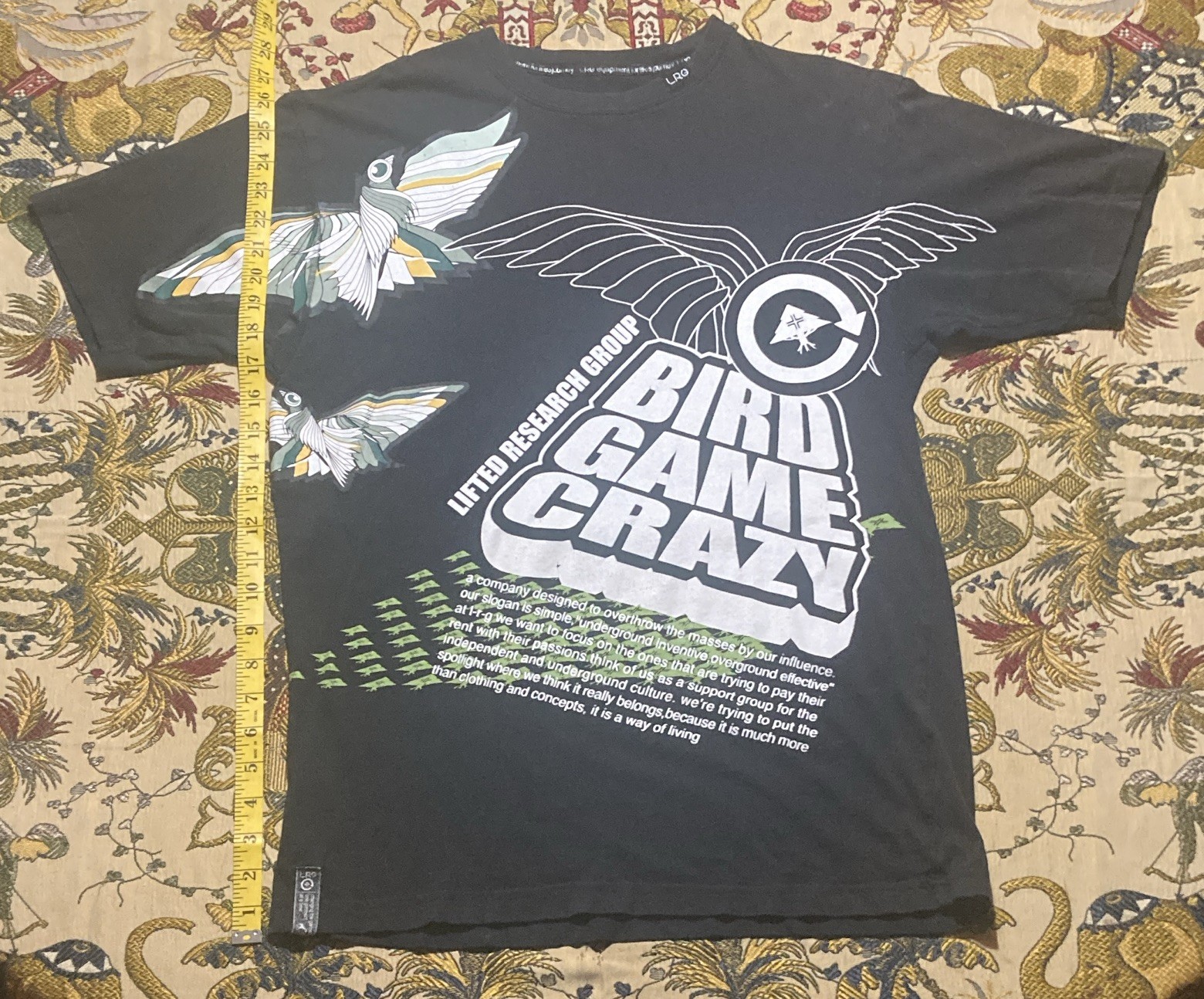Rare Vintage LRG brand Streetwear Bird Game Crazy Screen print Shirt Sz L HTF