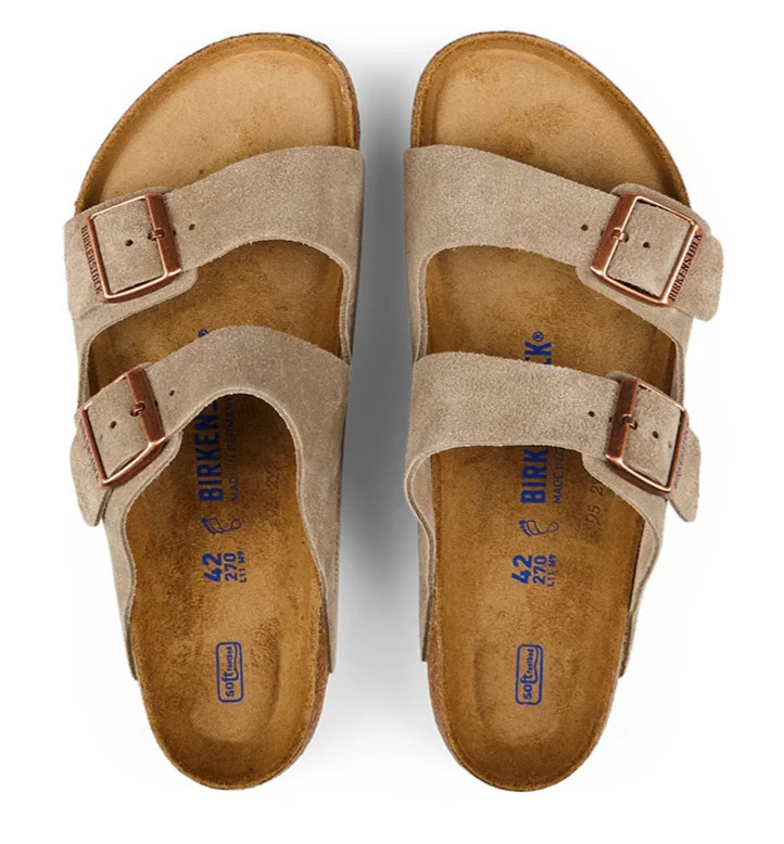 NEW Birkenstock Arizona Suede Leather Taupe Soft Footbed Unisex Sandals EU 37-45