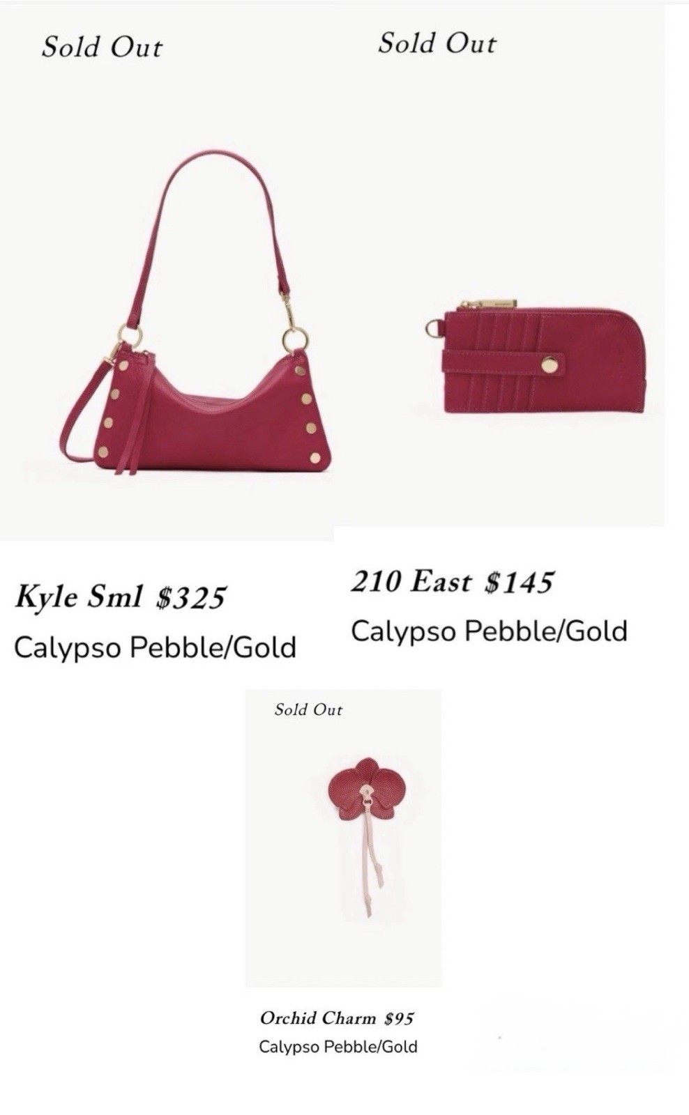 NWT Hammitt Kyle Calypso SET Handbag Bag Purse Wallet & Orchid Flower Charm RARE