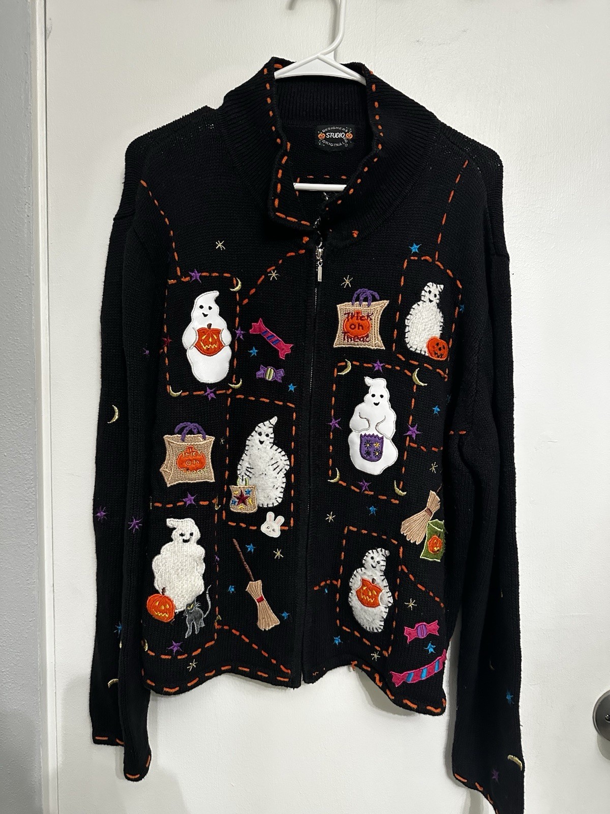 Vintage 90s Designers Studio Originals Halloween Cardigan