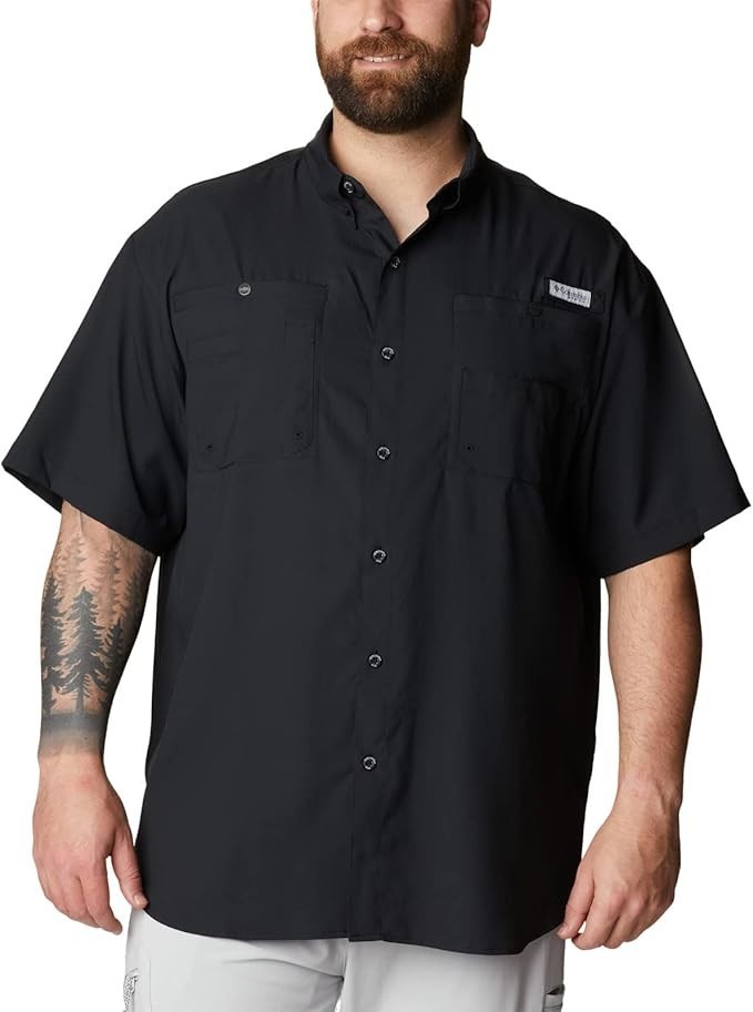 Columbia Mens Bahama II UPF 30 Short Sleeve PFG Fishing Shirt, Black, Size:  XXS