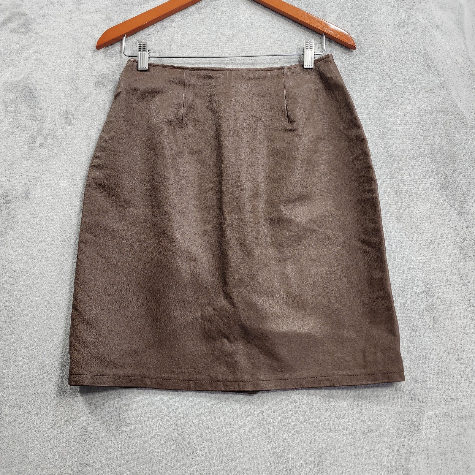 Vintage David Benjamin Skirt Womens 10 Brown Leather Pencil Lined Back Zip Y2K