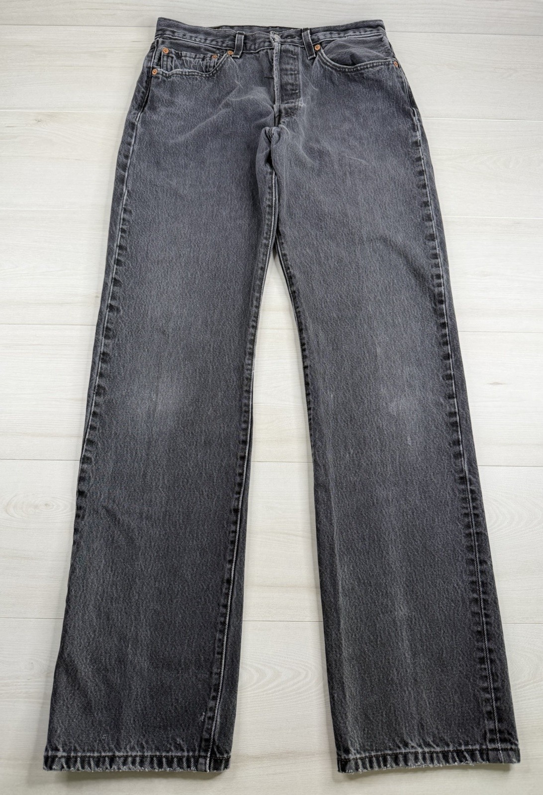 Vtg Levis 501xx Jeans Black Straight Leg Button Fly Faded Distressed Y2K 30x34