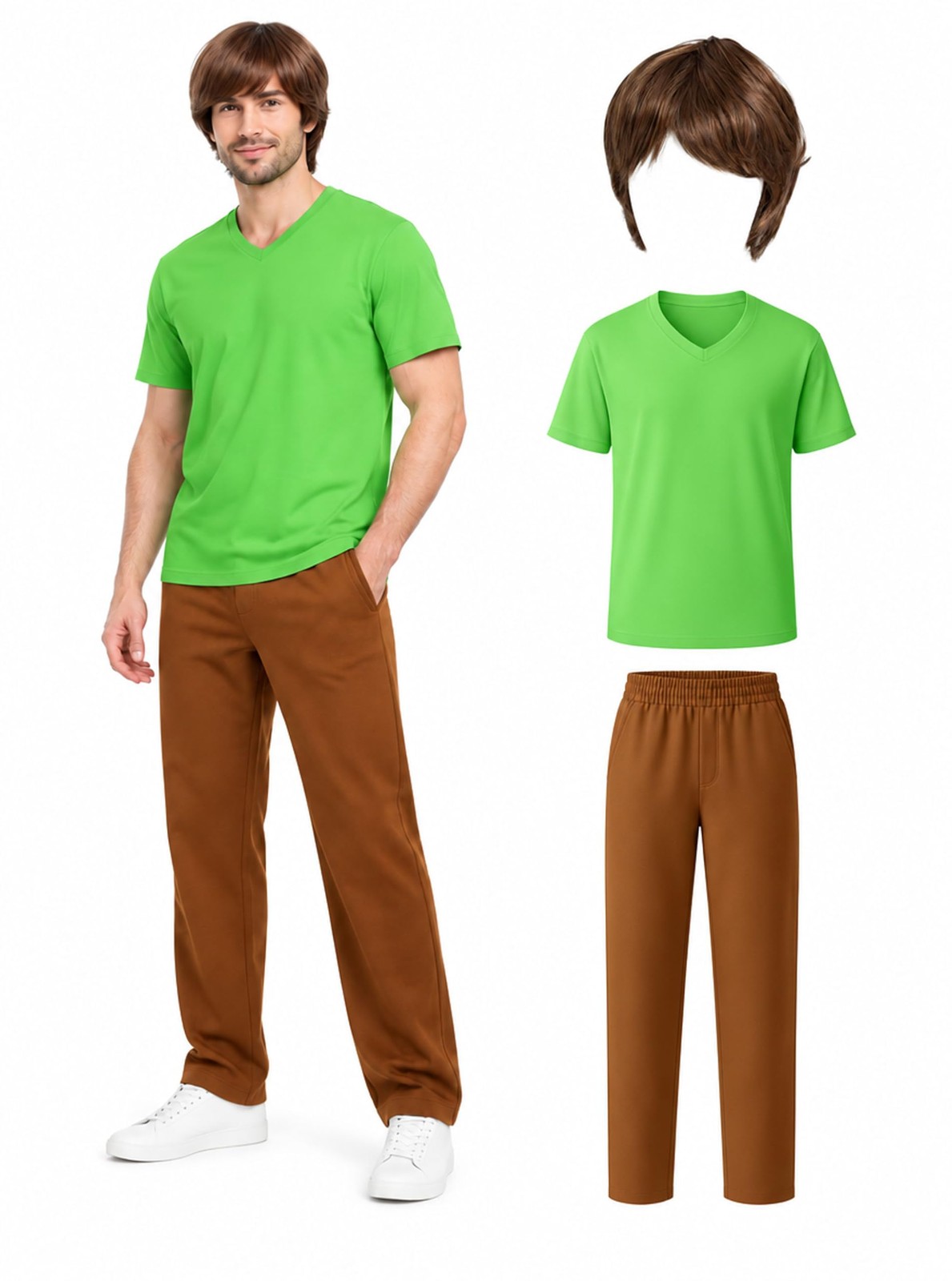 Oerinkend Men's Halloween Deluxe Costume Set - Complete Outfit with Brown Wig, G