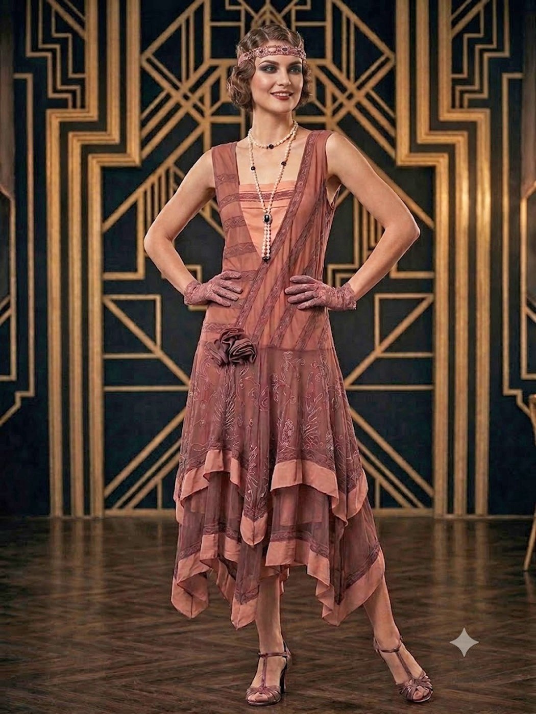Nataya Flapper Gatsby Romantic Vintage Inspired 20s Dress NWT Small