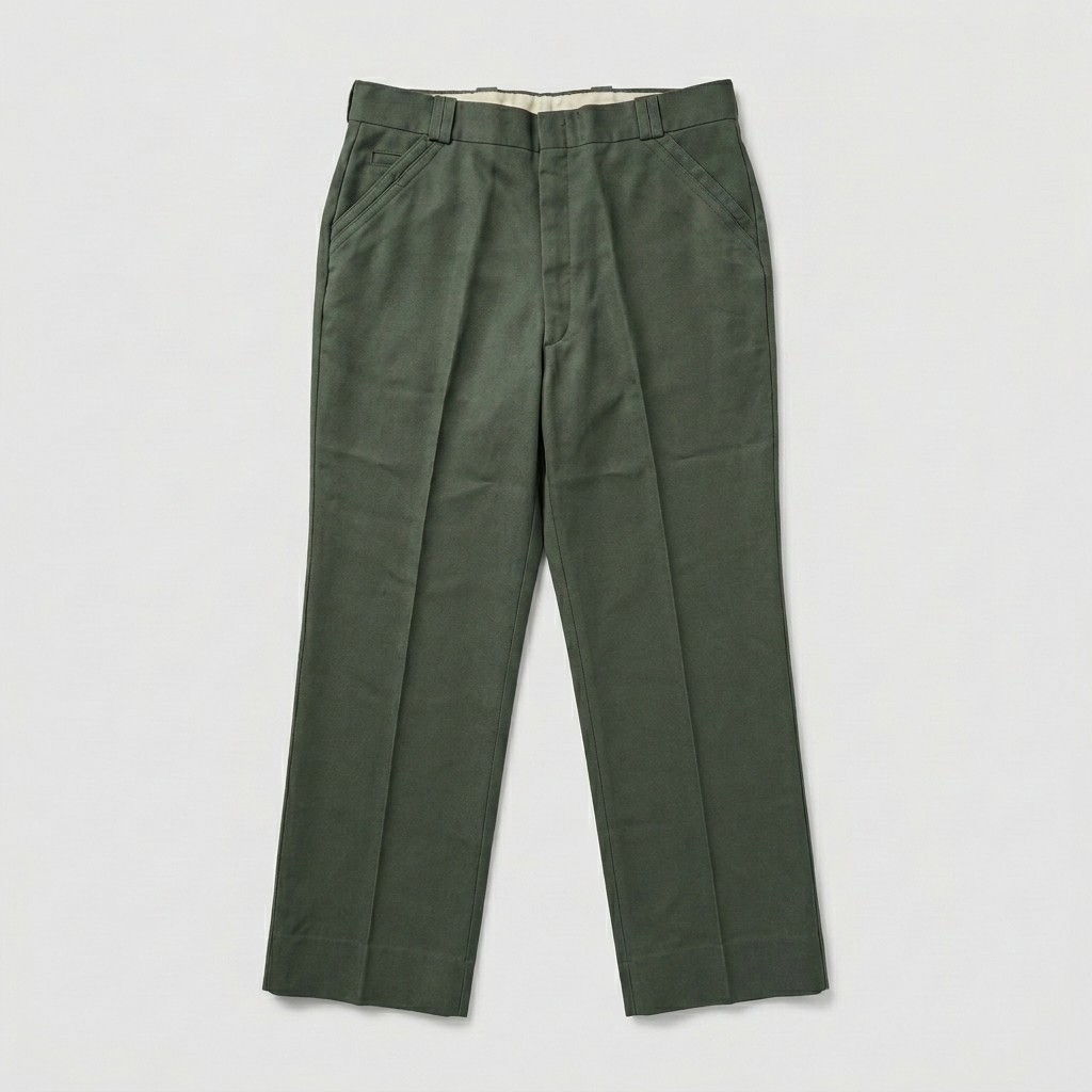 Vintage 70s Flared Bell Bottom Slate Green Uniform Mens Trousers 38x27 USA Made