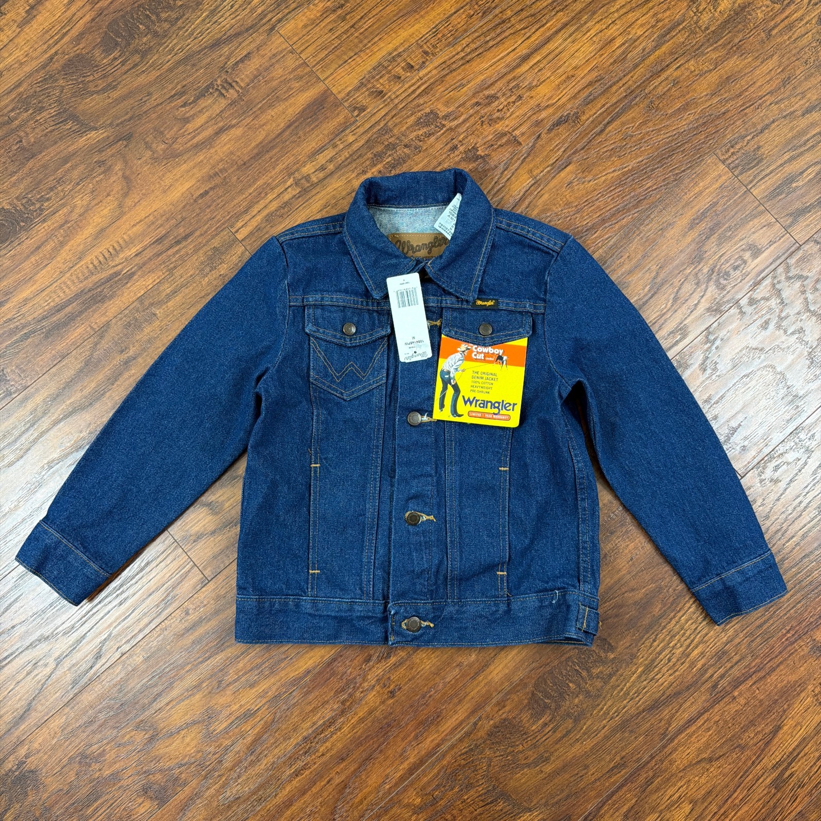 Wrangler Jacket Boys Youth M Blue Denim Trucker Cowboy Cut Dark Wash Western