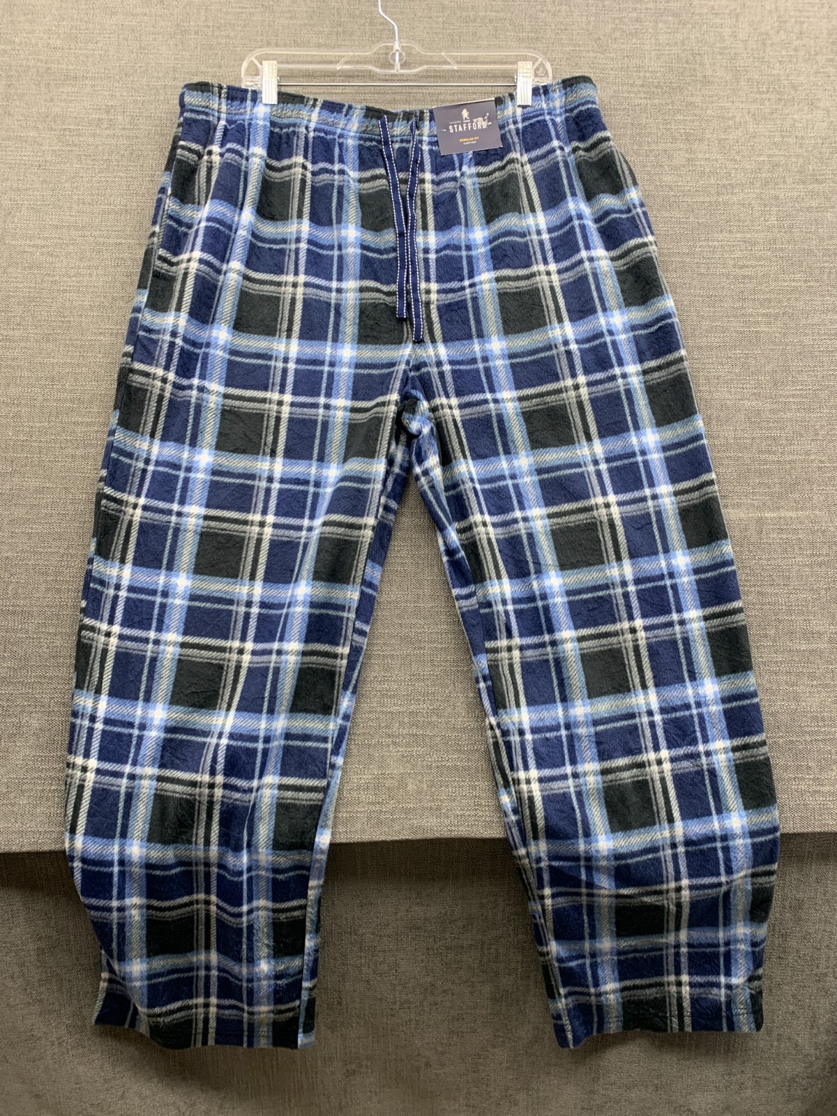 Stafford Tailored Culture Sleep Pants Mens XL Blue Black Plaid Regular Fit