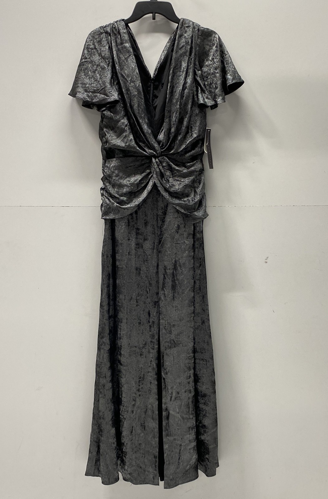 Aidan Mattox Women\'s Black Metallic Flutter Sleeve Gown NWT Dress Sz 8