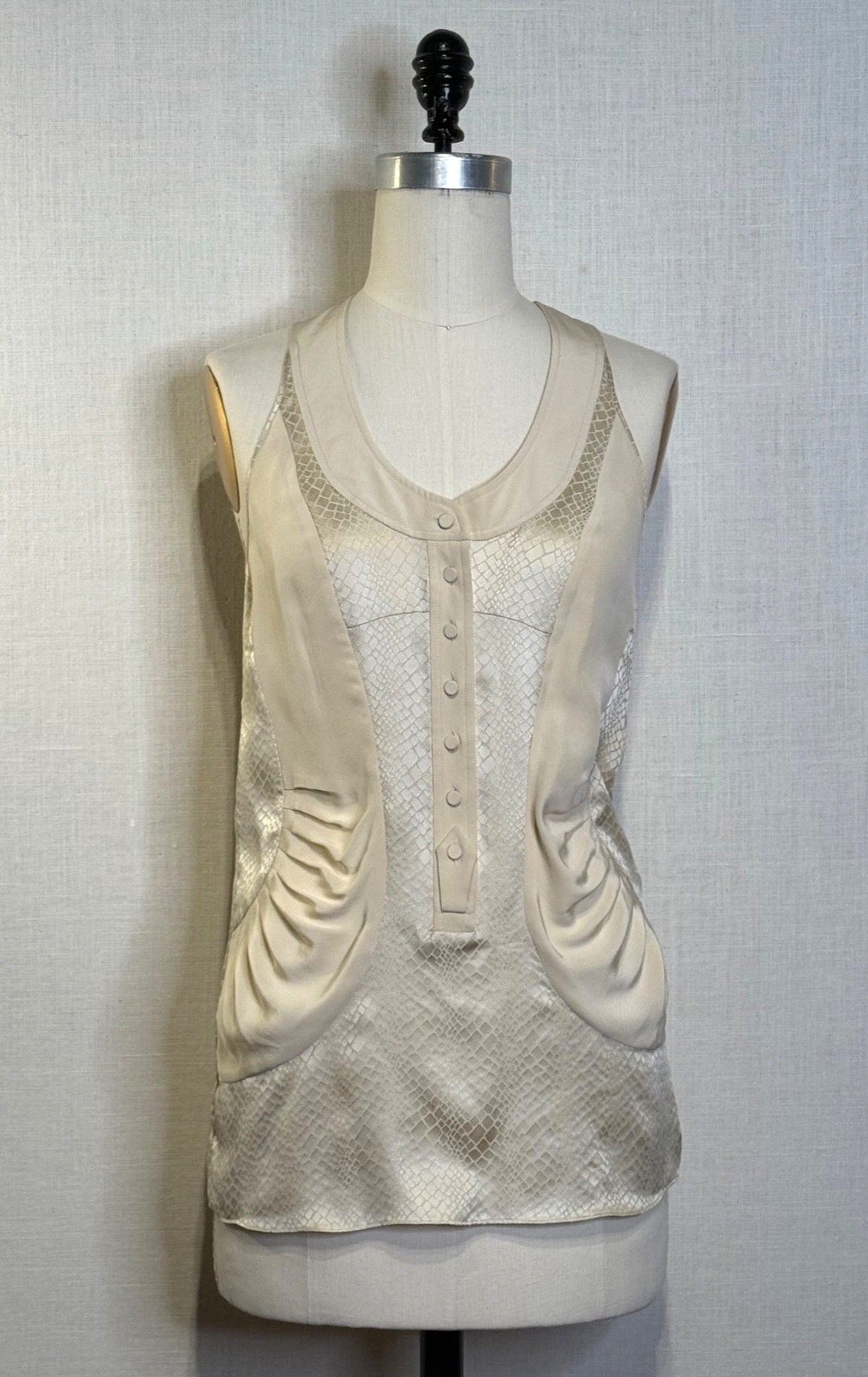 Balenciaga Silk by NICOLAS GHESQUIERE Cream Tank Blouse FR36 S , Vintage 2009