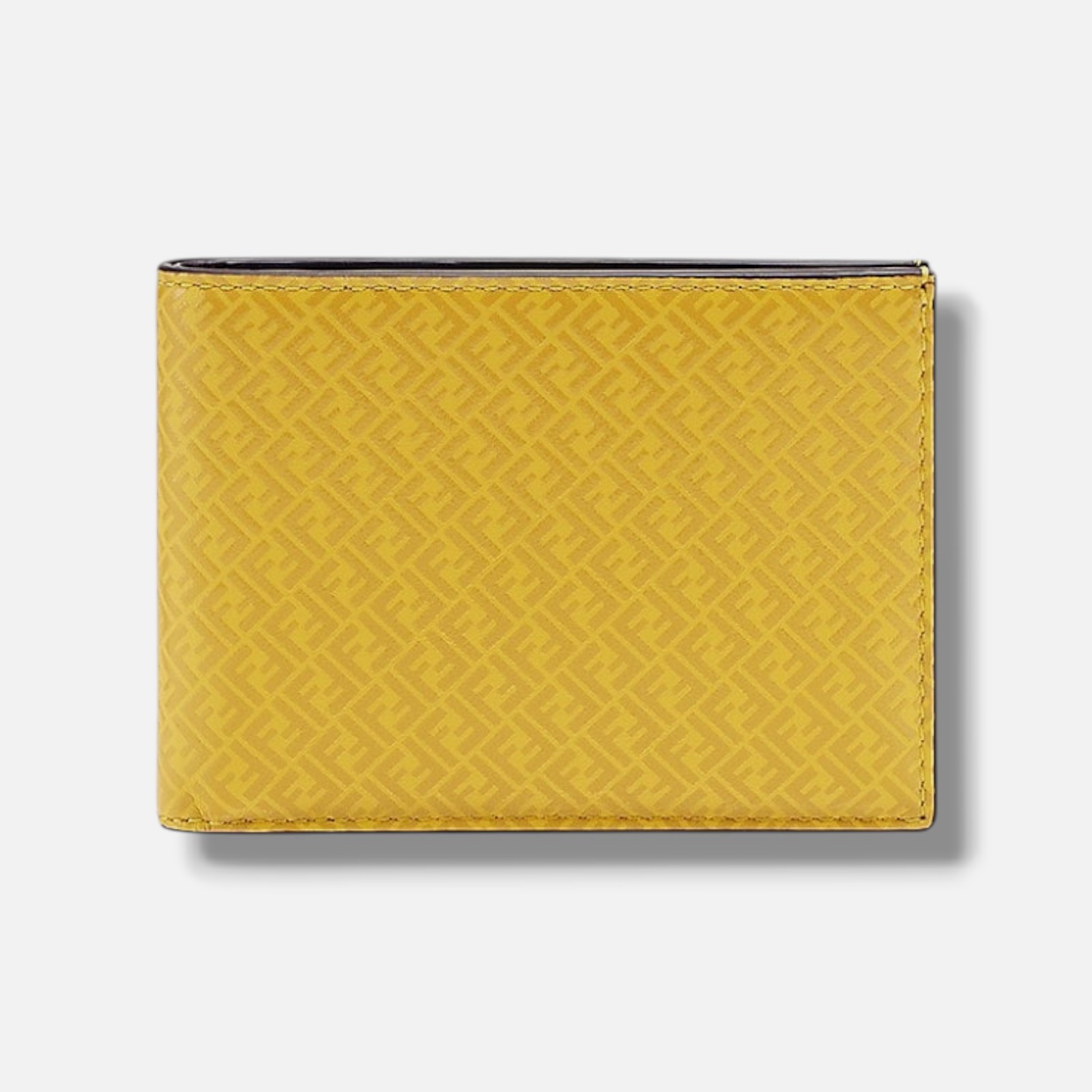 Fendi Mens Yellow FF Leather American Billfold Wallet