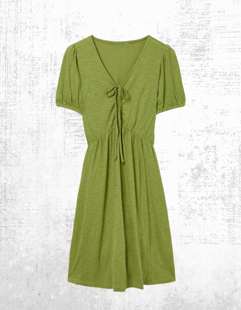 Womens Fat Face Nell Short Sleeve V-Neck Midi Dress Olive Green (A Bit Defect)