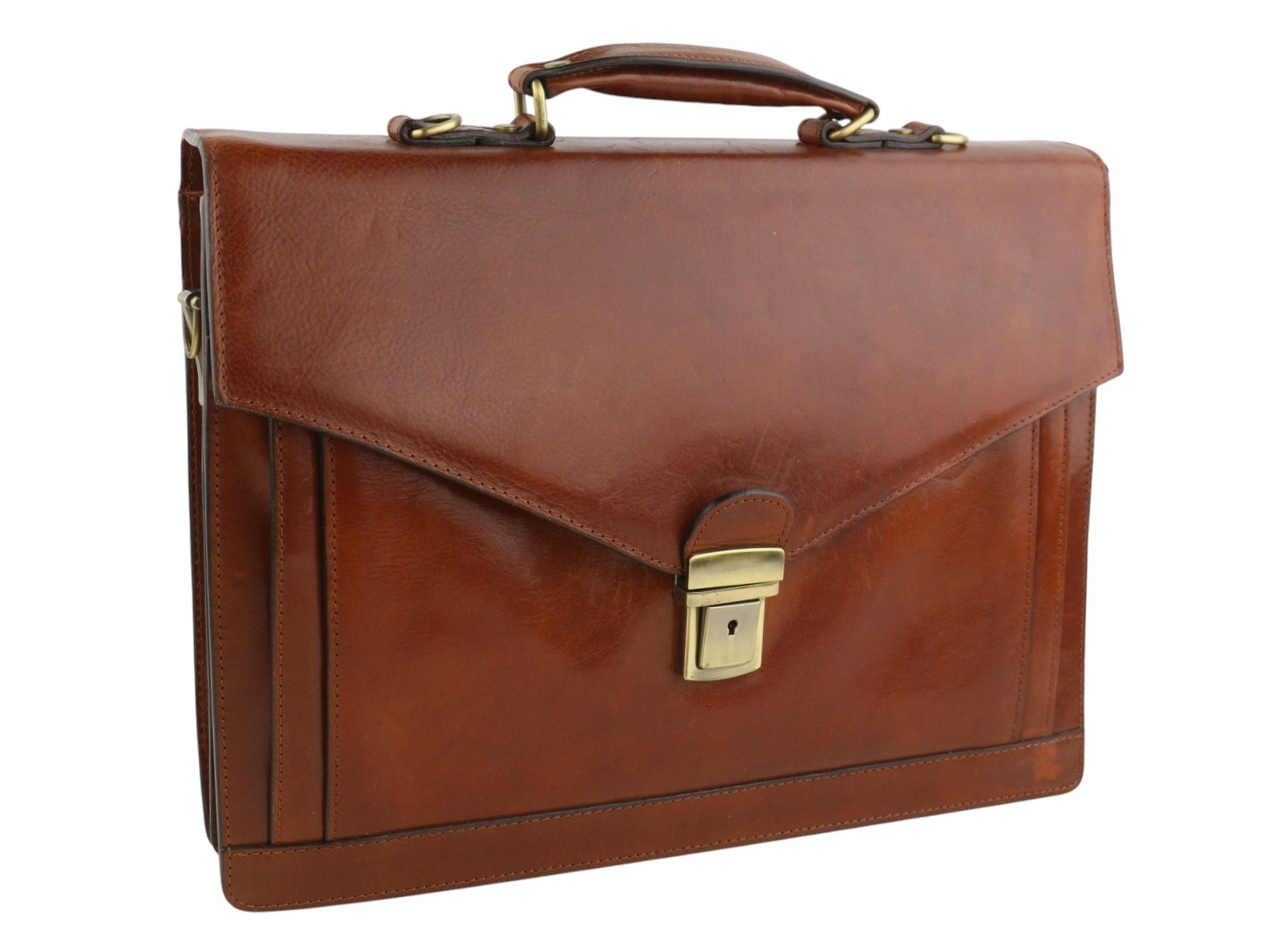 TIME RESISTANCE Men Bag The Magus Brown Leather Classic Briefcase RRP320