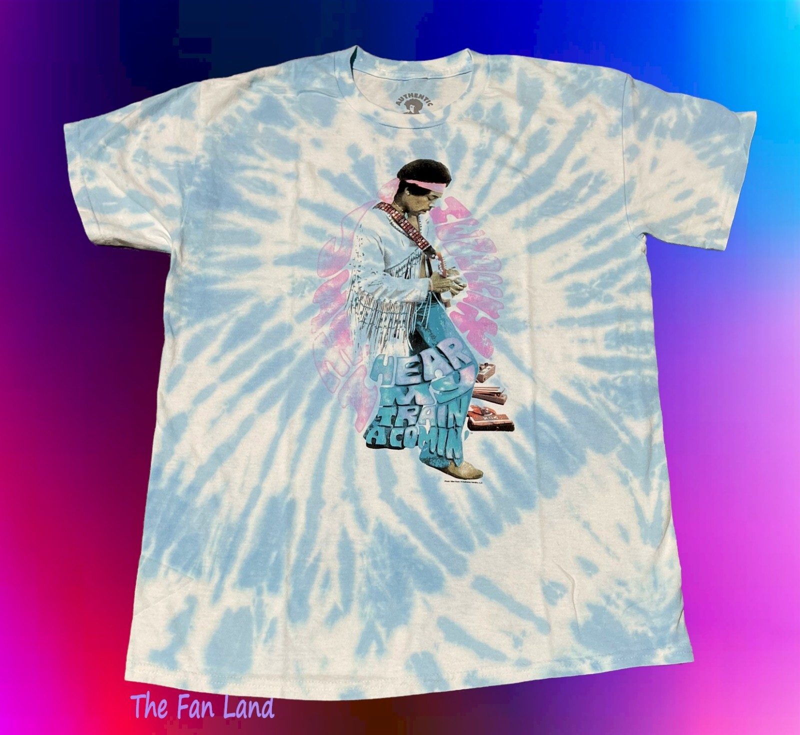 New Jimi Hendrix Hear My Train A Comin Tie Dye 1973 Classic Vintage Mens T-Shirt