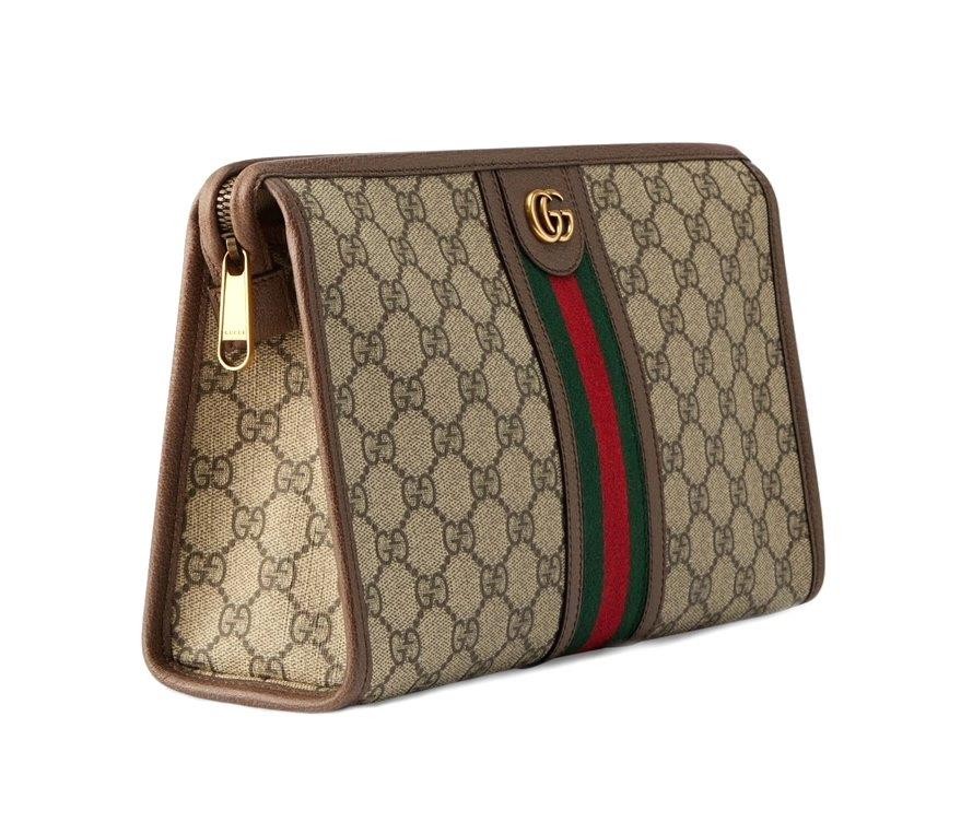 NEW GUCCI OPHIDIA GG SUPREME LEATHER WEB TOILETRY COSMETIC TRAVEL BAG