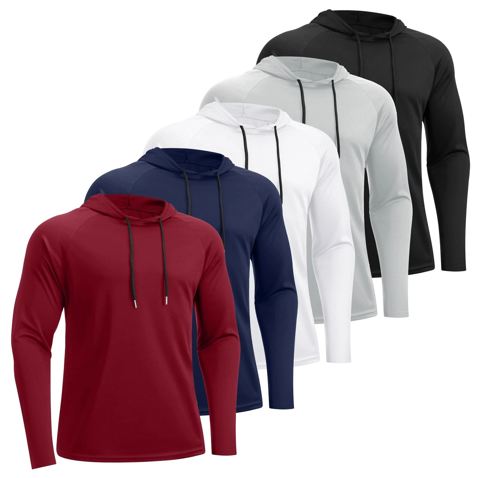5 Pack Men\'s Fishing Shirts Long Sleeve UPF Sun Protection Hoodie Lightweight...