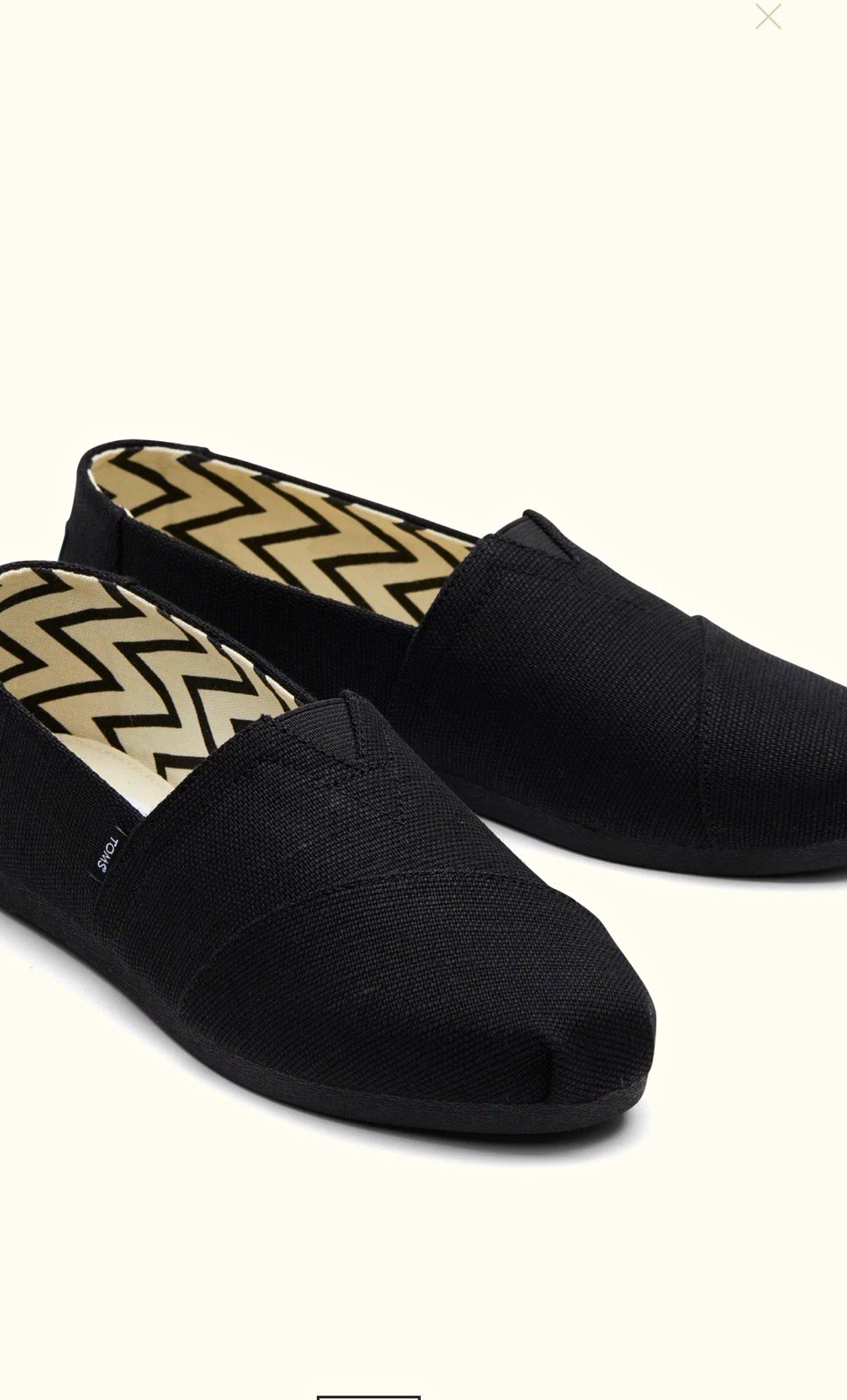 TOMS Women’s Black Canvas Slip-On Flats Closed Toe Casual Solid Logo